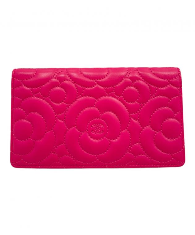 中古・古着通販】CHANEL (シャネル) カメリア長財布 ショッキング