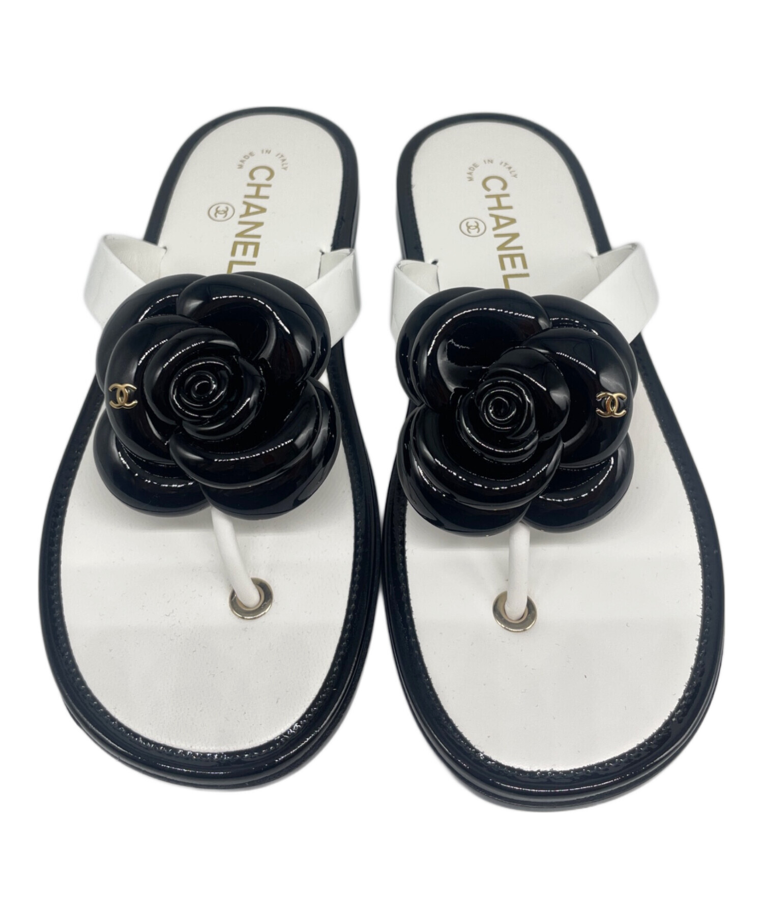 中古・古着通販】CHANEL (シャネル) カメリアトングサンダル ホワイト