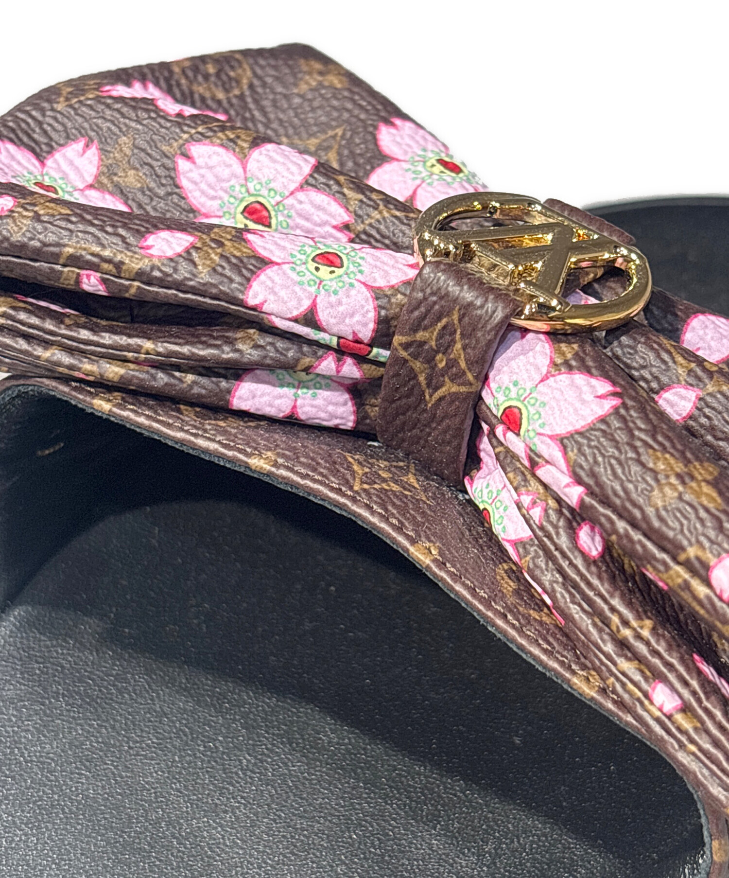 Louis Vuitton リボン付きミュール ダークグレー・ピンク 中古・古着通販】LOUIS VUITTON 村上隆 Louis Vuitton x Takashi
