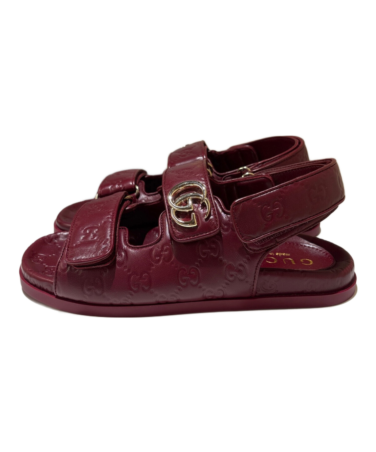 中古・古着通販】GUCCI (グッチ) GGレザーサンダル ボルドー サイズ:38
