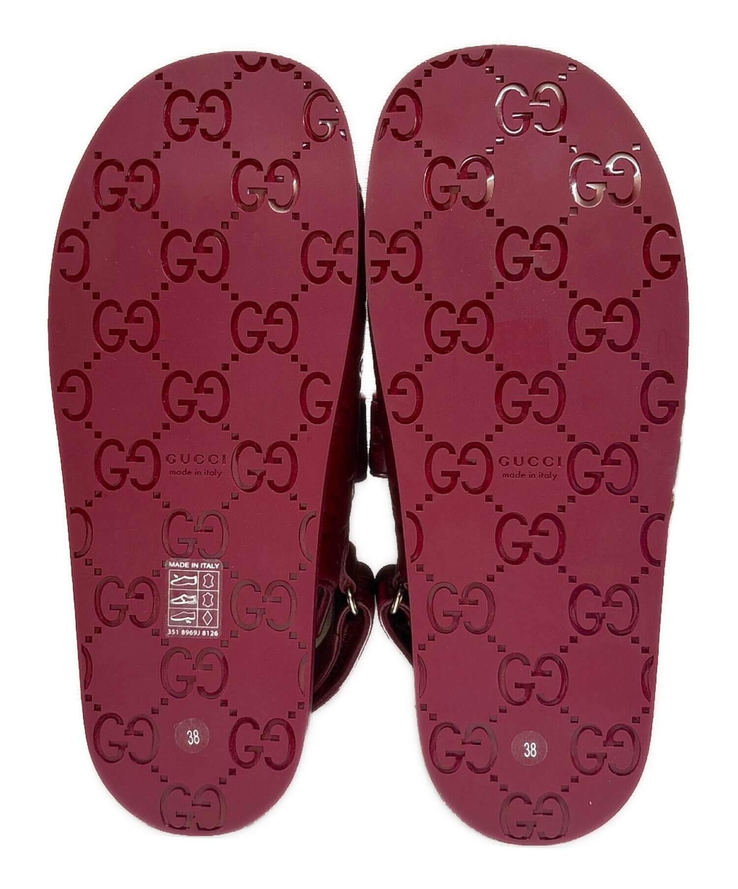 中古・古着通販】GUCCI (グッチ) GGレザーサンダル ボルドー サイズ:38