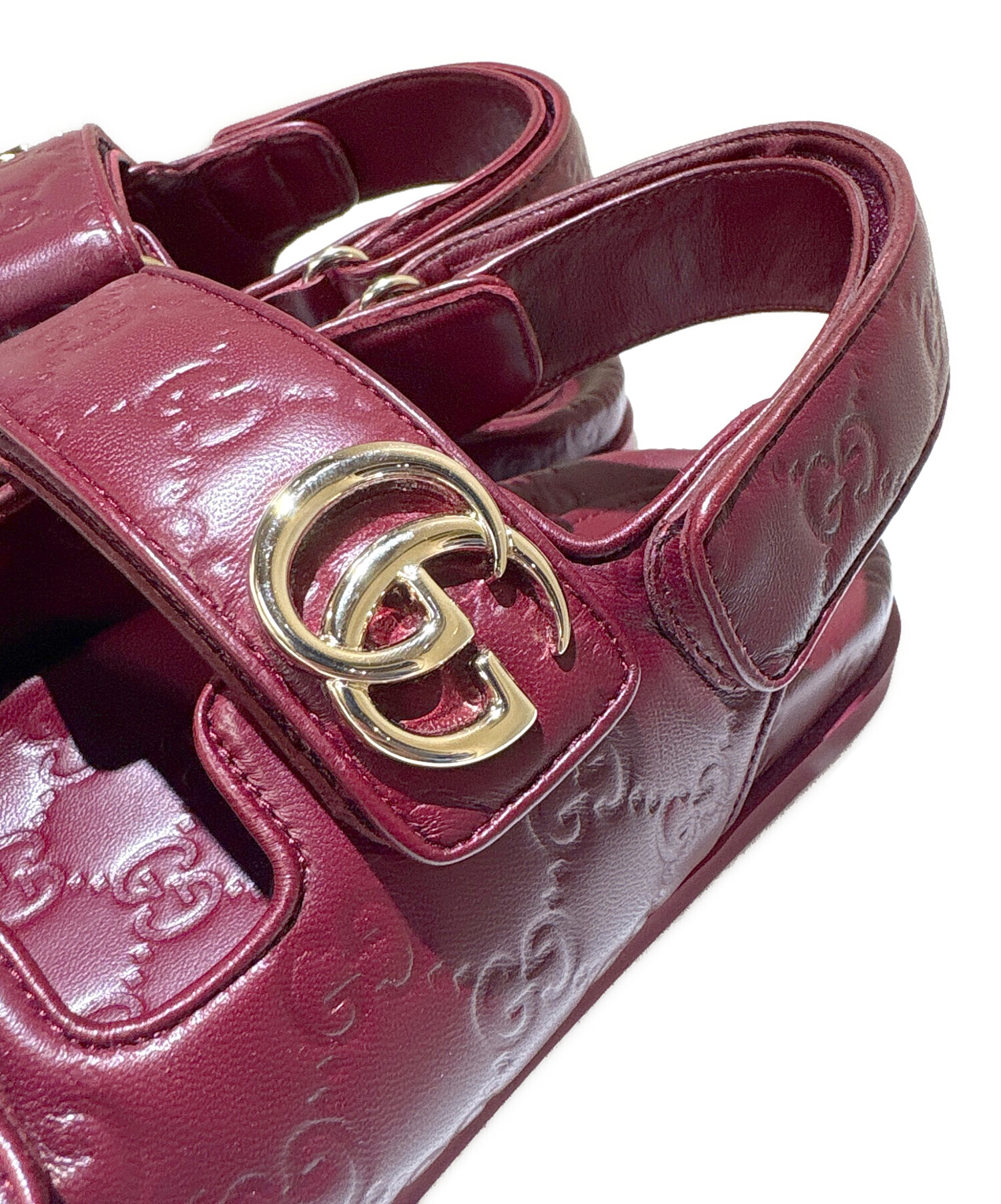 中古・古着通販】GUCCI (グッチ) GGレザーサンダル ボルドー サイズ:38