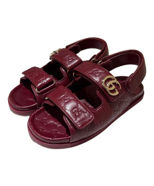 新品未使用　GUCCI GG柄レザースリッパ　サンダル 中古・古着通販】GUCCI (グッチ) GGレザーサンダル ボルドー サイズ:38