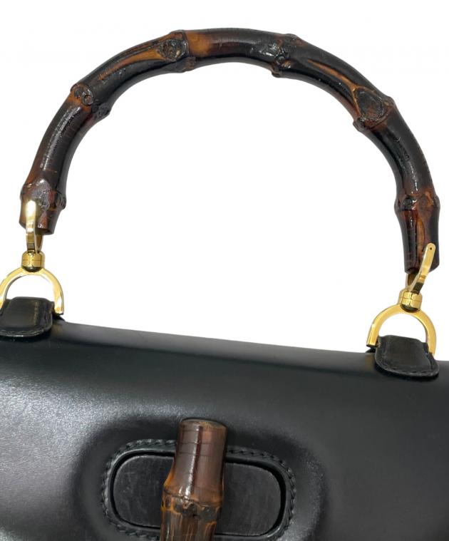 中古・古着通販】GUCCI (グッチ) バンブーターンロックバッグ ブラック
