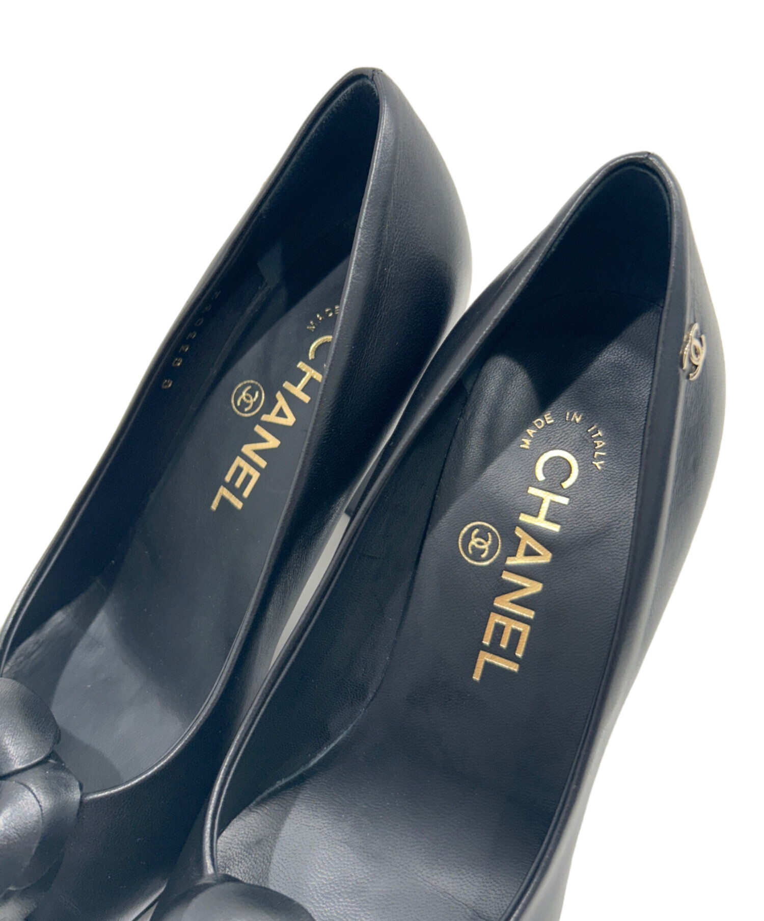 中古・古着通販】CHANEL (シャネル) カメリアチャンキーヒールパンプス