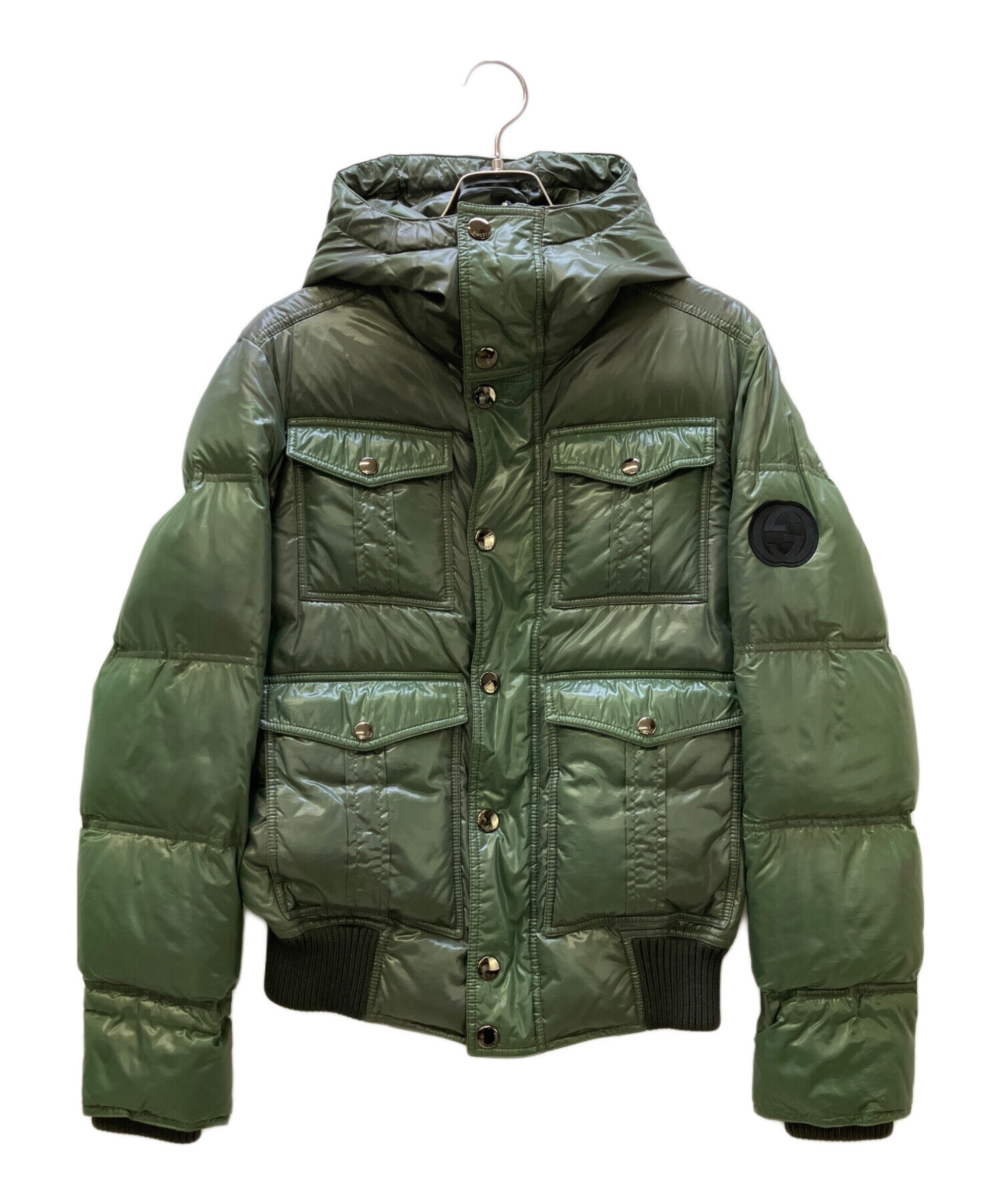 GUCCI グッチ フード付き ダウンジャケット カーキ（オリーブ） サイズ44 中古・古着通販】GUCCI (グッチ) ダウンジャケット オリーブ サイズ:44