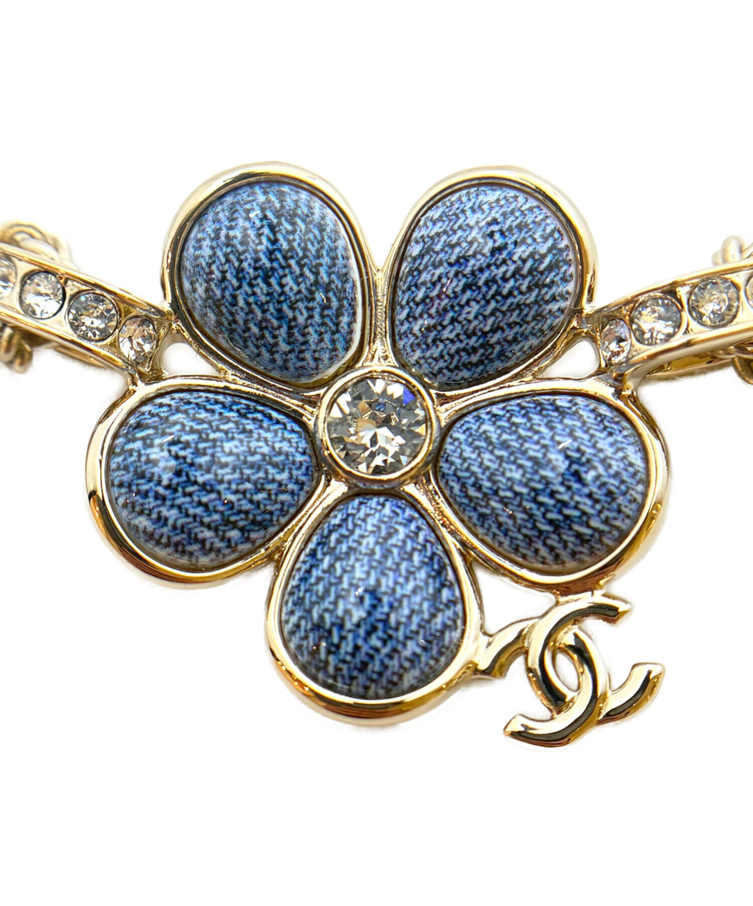 CHANEL シャネル デニム ブレスレッド ブルー レディース ブランド 中古・古着通販】CHANEL (シャネル) Denim Flower Bracelet デニム