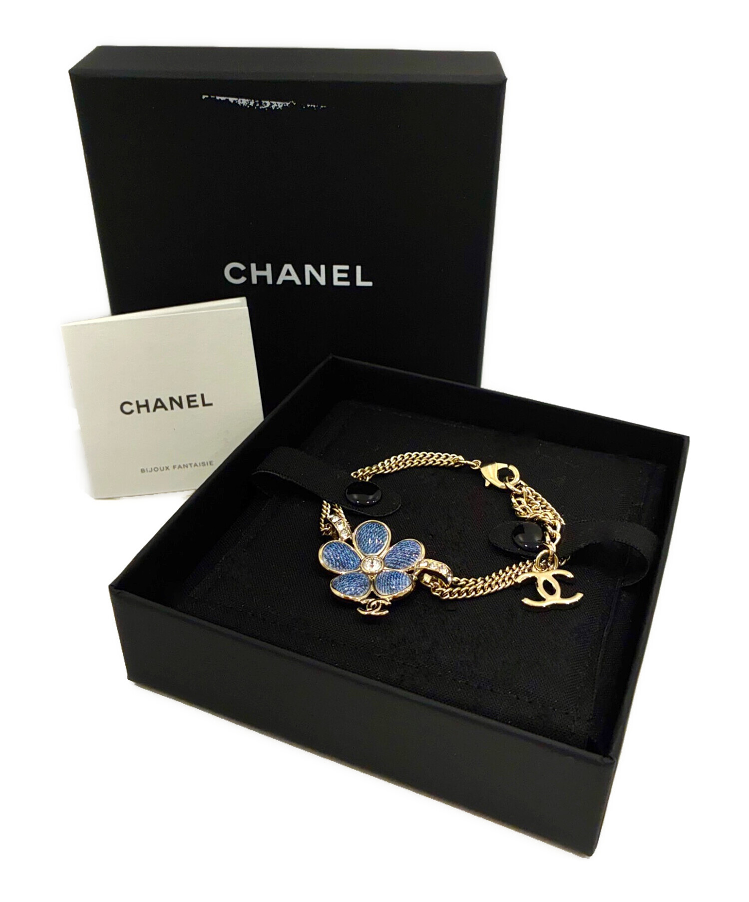 CHANEL シャネル デニム ブレスレッド ブルー レディース ブランド 中古・古着通販】CHANEL (シャネル) Denim Flower Bracelet デニム