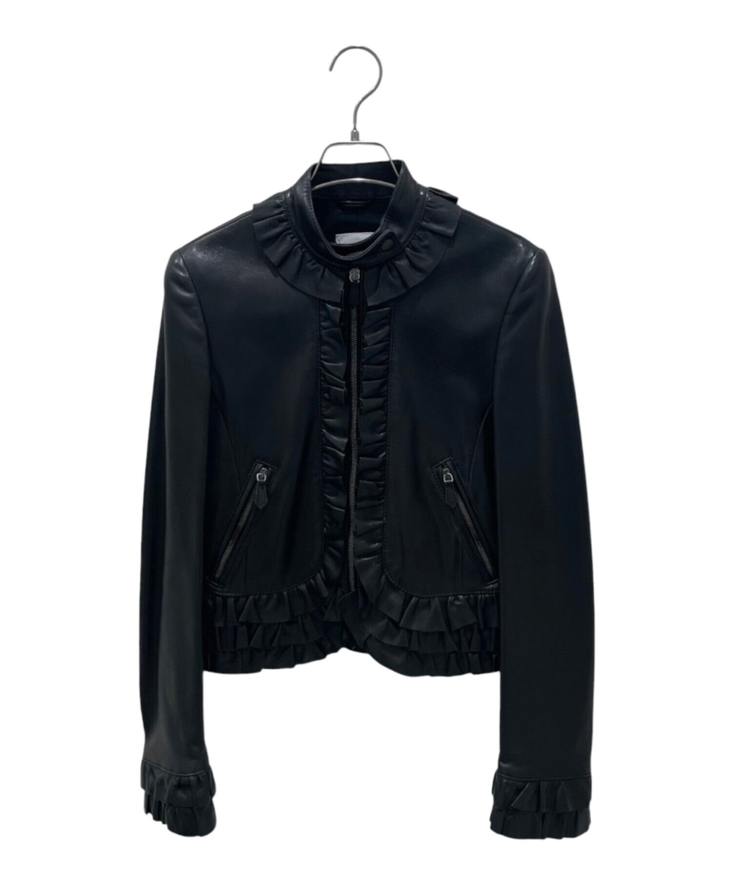 MOSCHINO モスキーノ 本革 レザースカート 黒 ブラック イタリア【M】 中古・古着通販】MOSCHINO (モスキーノ) レザーライダースジャケット