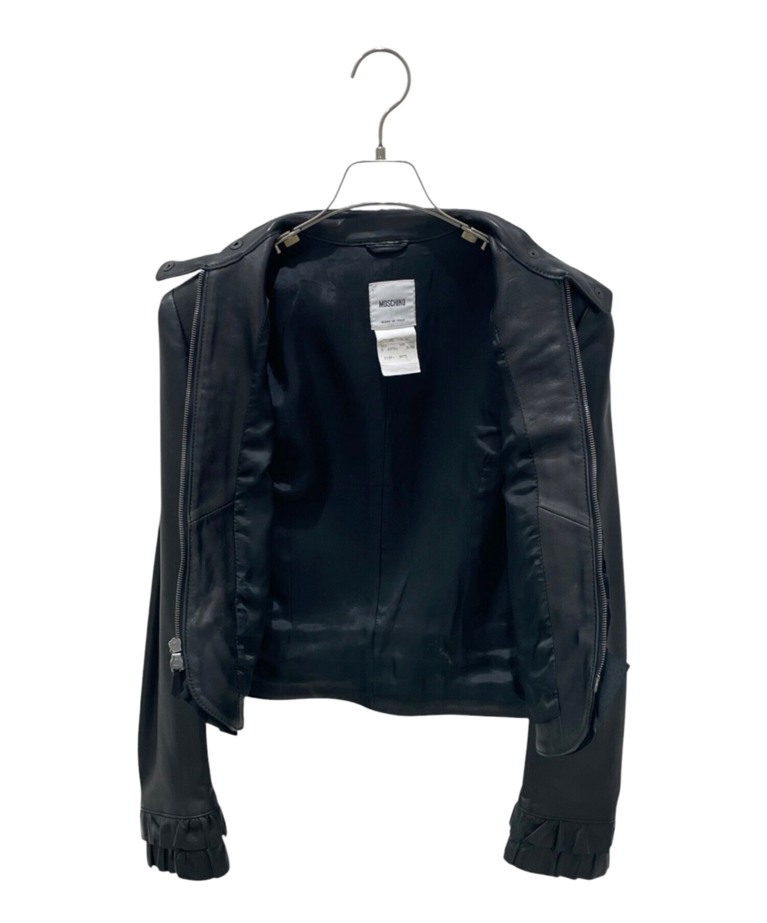 中古・古着通販】MOSCHINO (モスキーノ) レザーライダースジャケット