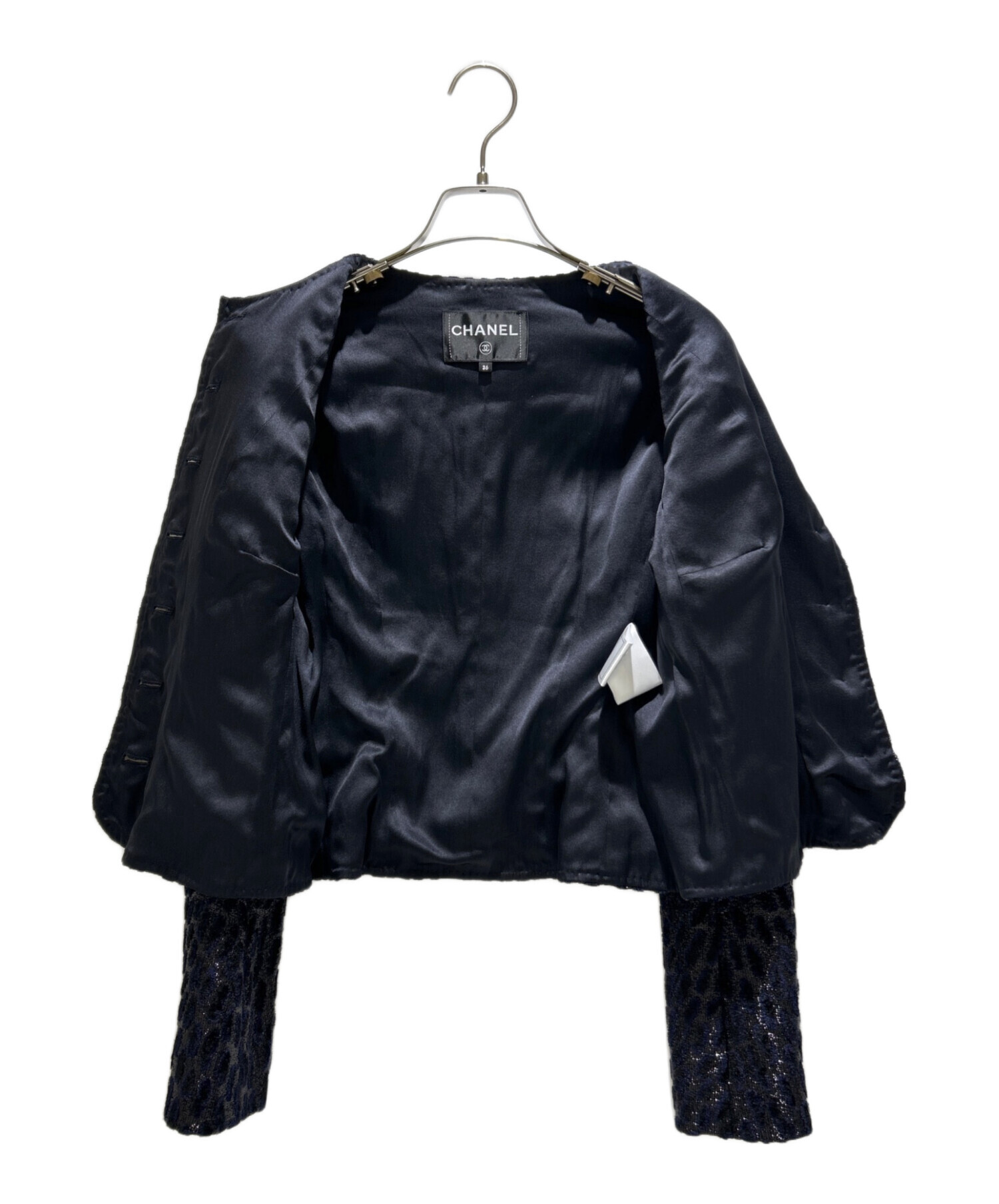 CHANEL メッシュジャケット　サイズ40 中古・古着通販】CHANEL (シャネル) Collarless Lame Jacket/ノー