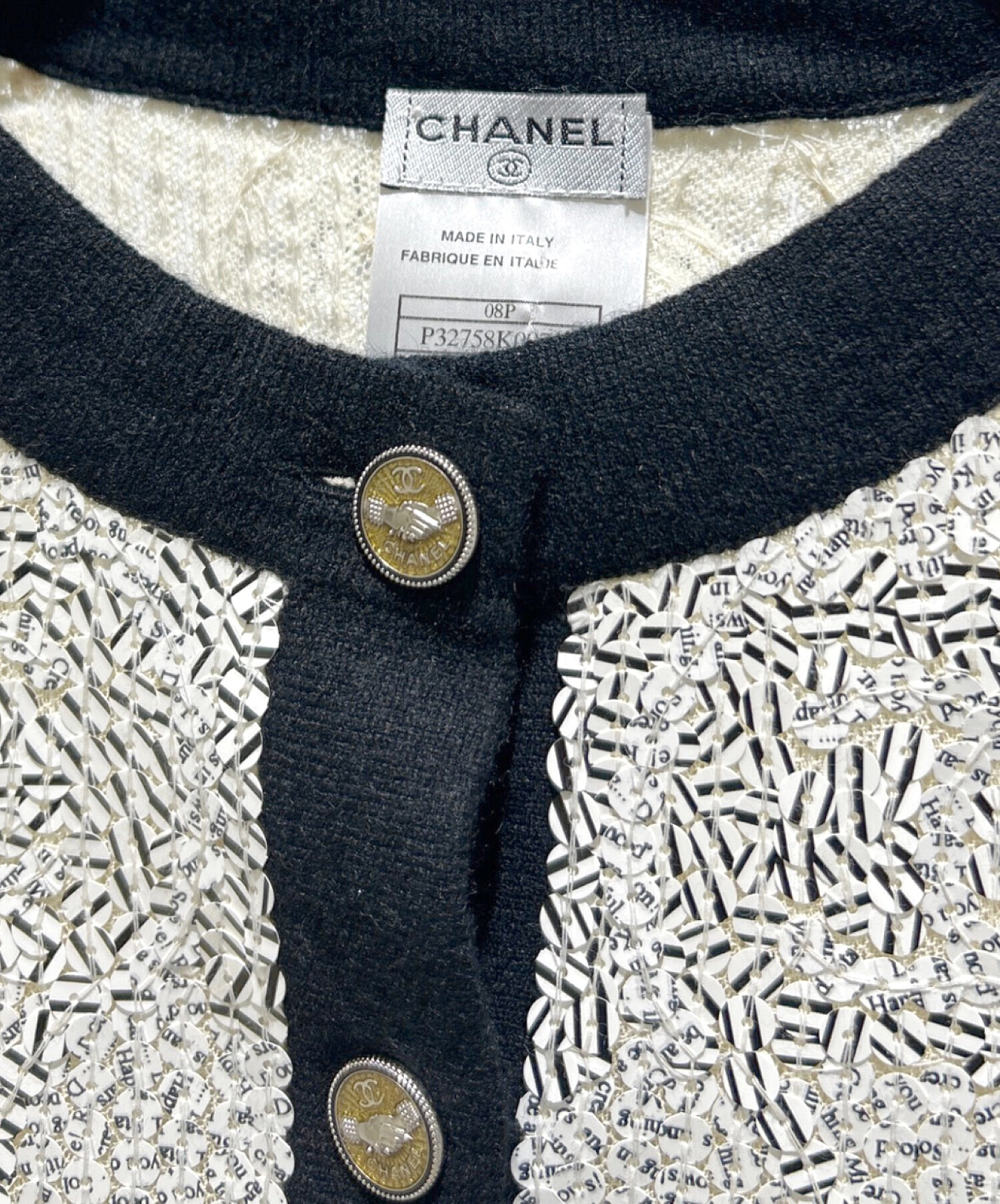 シャネル　ふわふわカーディガン ジャケットとしても◎ CHANEL カーディガン ふわふわ モノトーン