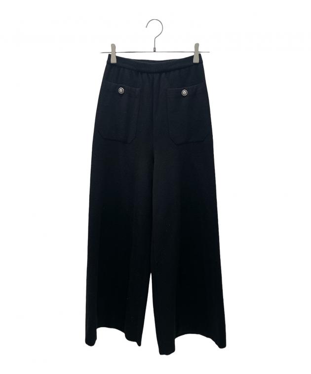 シャネルCHANELワイドパンツズボン黒ブラックココマーク２ボタンM38極美品 中古・古着通販】CHANEL (シャネル) P62 ココボタンニットワイドパンツ
