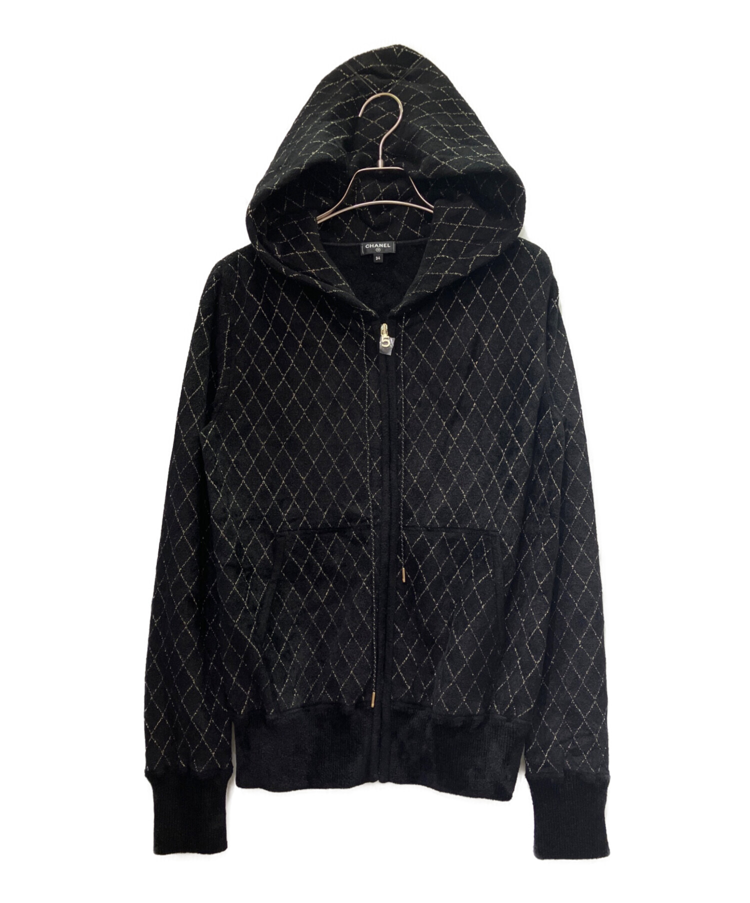 中古・古着通販】CHANEL (シャネル) パイルジップパーカー ブラック