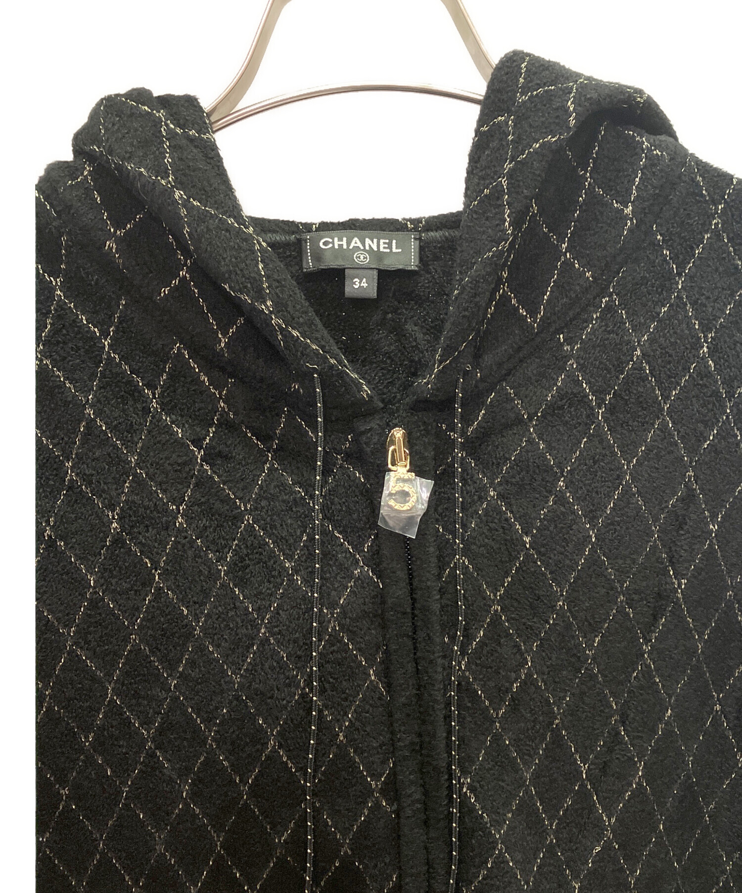 中古・古着通販】CHANEL (シャネル) パイルジップパーカー ブラック