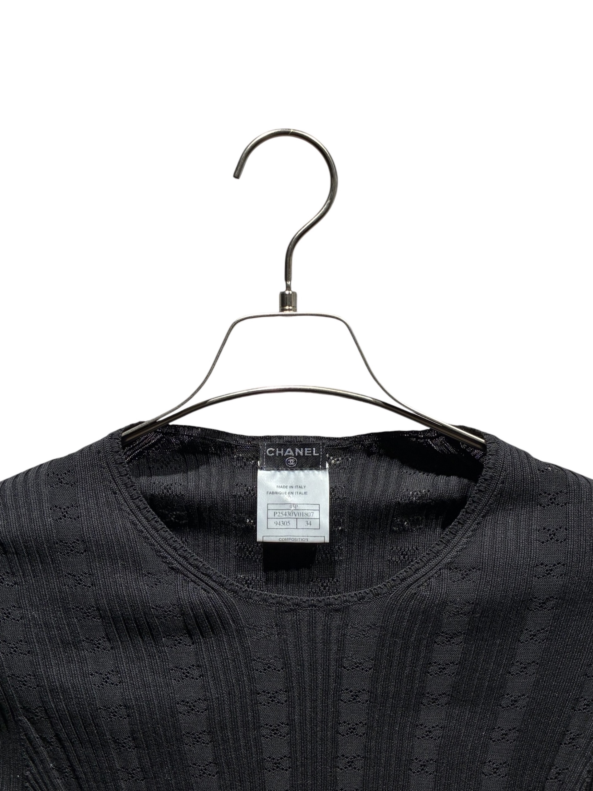 中古・古着通販】CHANEL (シャネル) ココマーク半袖ニット ブラック