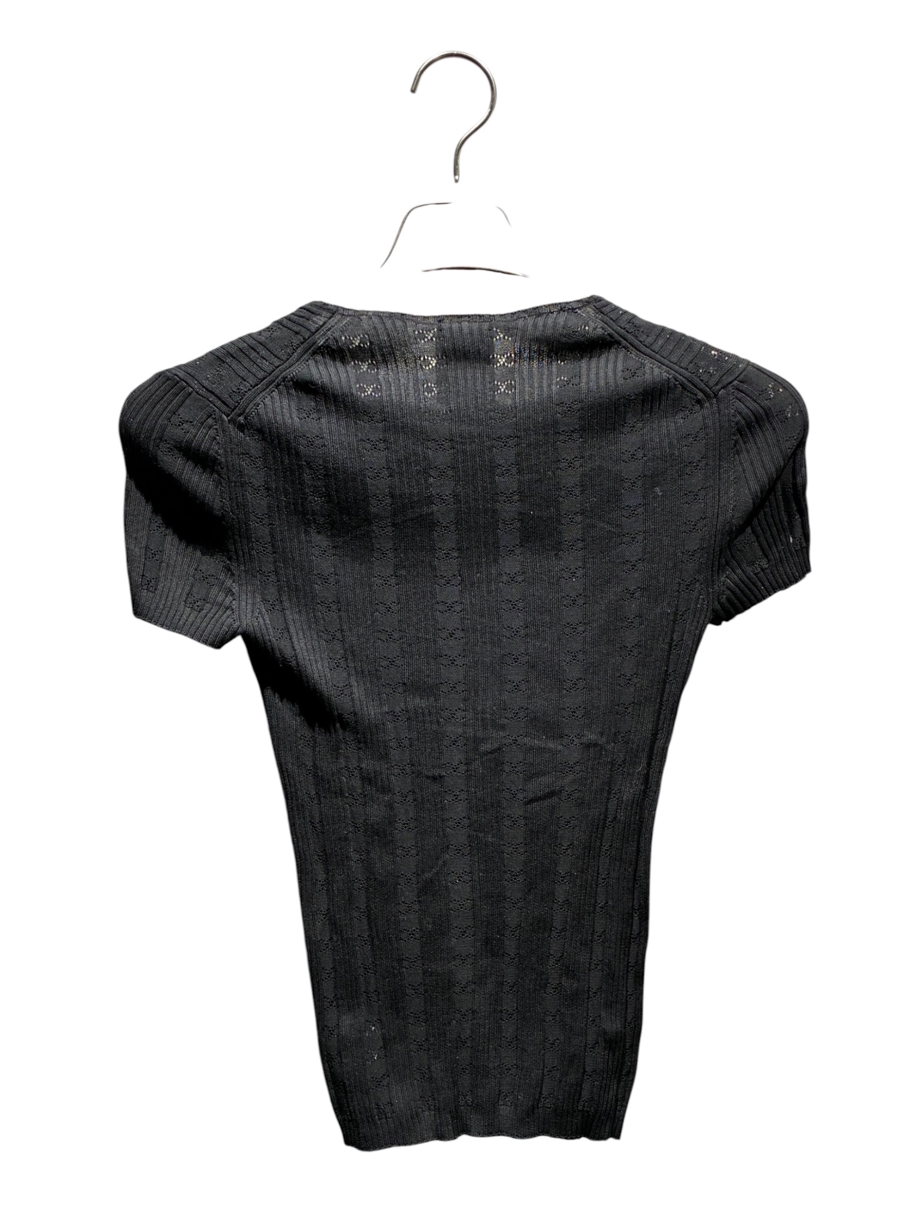 中古・古着通販】CHANEL (シャネル) ココマーク半袖ニット ブラック