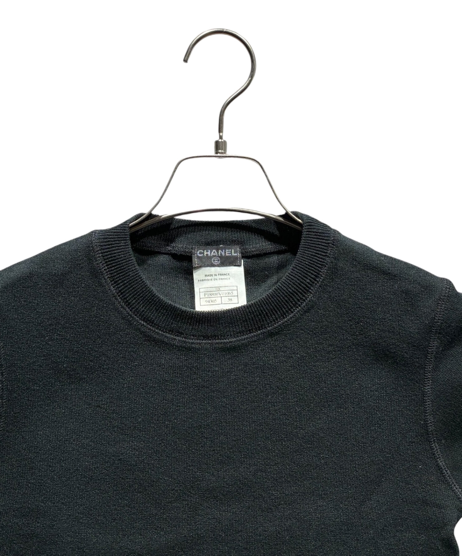 中古・古着通販】CHANEL (シャネル) 半袖ニット ブラック サイズ:38