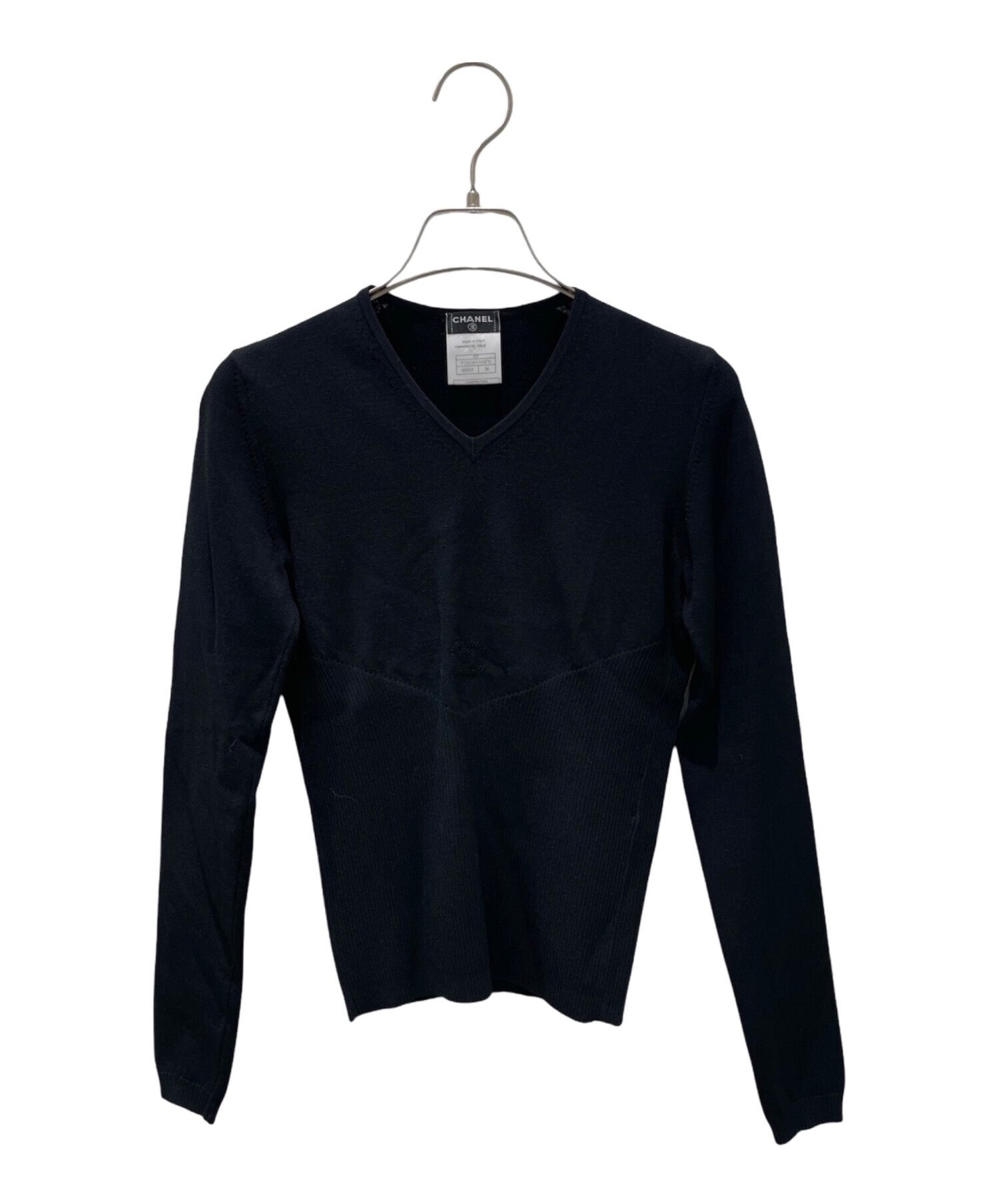 中古・古着通販】CHANEL (シャネル) ココマークVネックニット ブラック