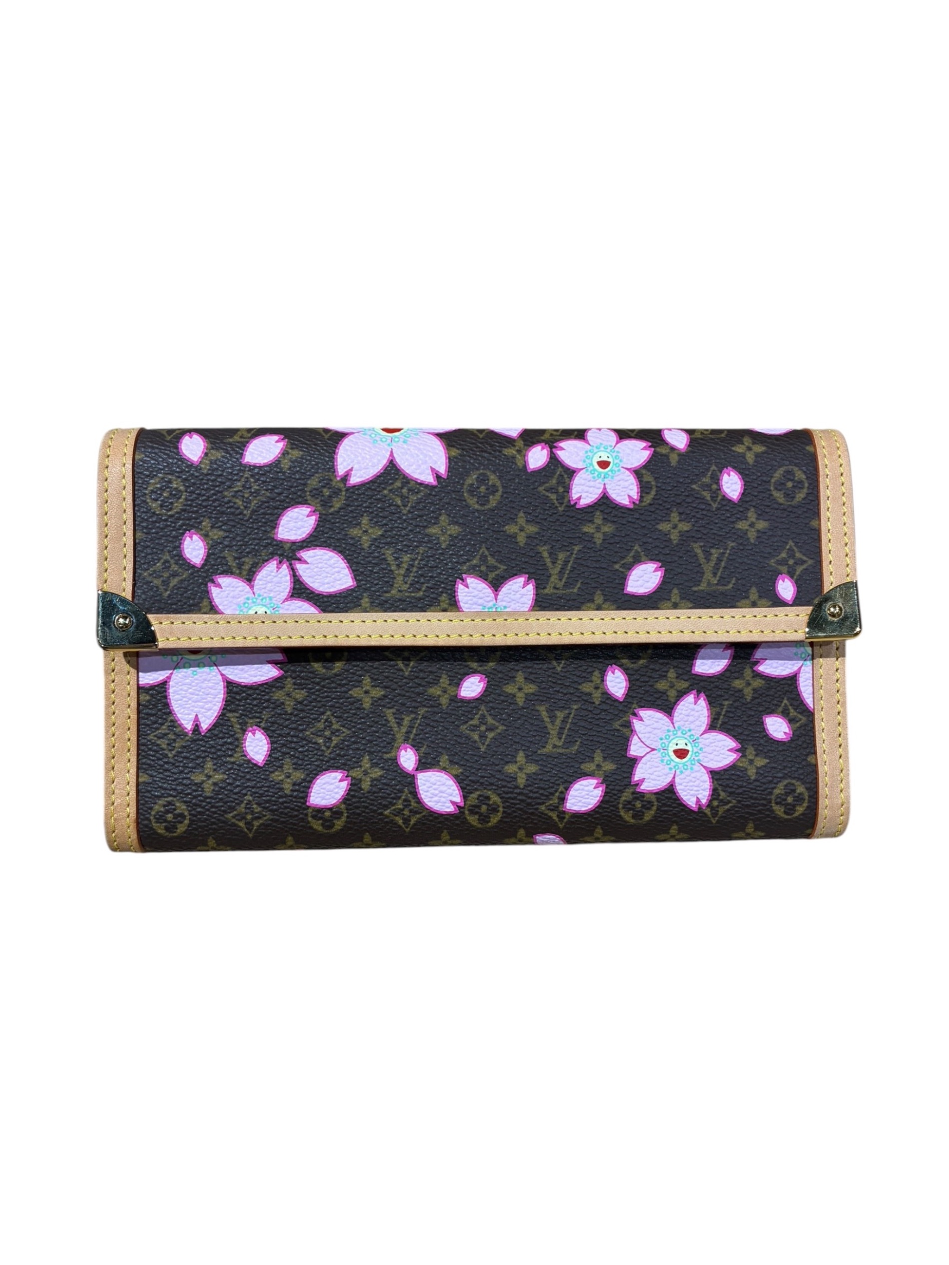 LOUIS VUITTON ルイヴィトン 長財布 モノグラムチェリーブロッサム ポルト トレゾール インターナショナル ブラウン 茶 村上隆 桜 ロングウォレット 三つ折り M92027    ゴールド金具 レディース【中古品】 中古・古着通販】LOUIS VUITTON (ルイ ヴィトン) モノグラム・チェリー