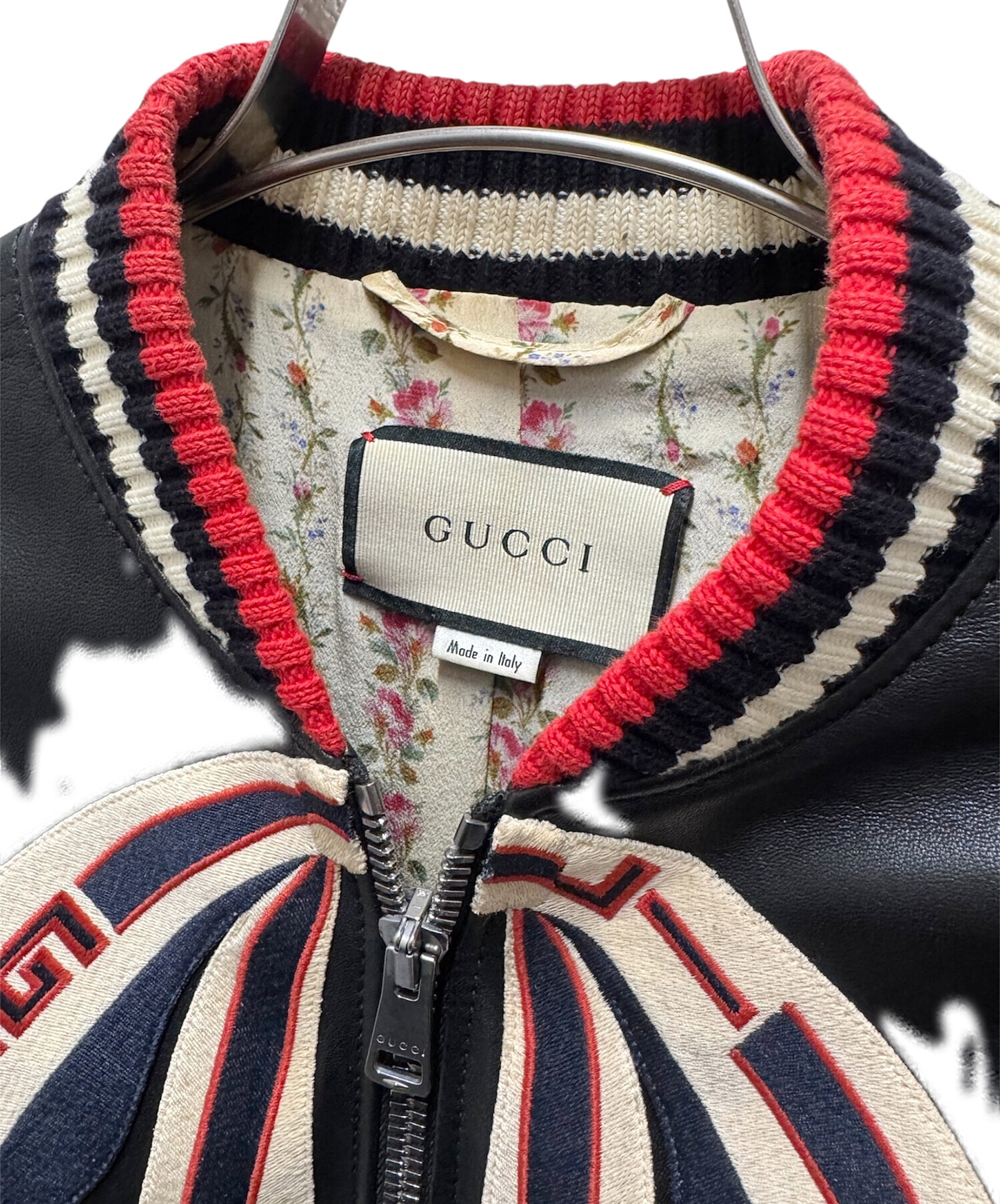 GUCCI/グッチ/YZERR着用/ヴィンテージ/希少/ボンバージャケット/本革 中古・古着通販】GUCCI (グッチ) グッチボウ付きレザーボンバー