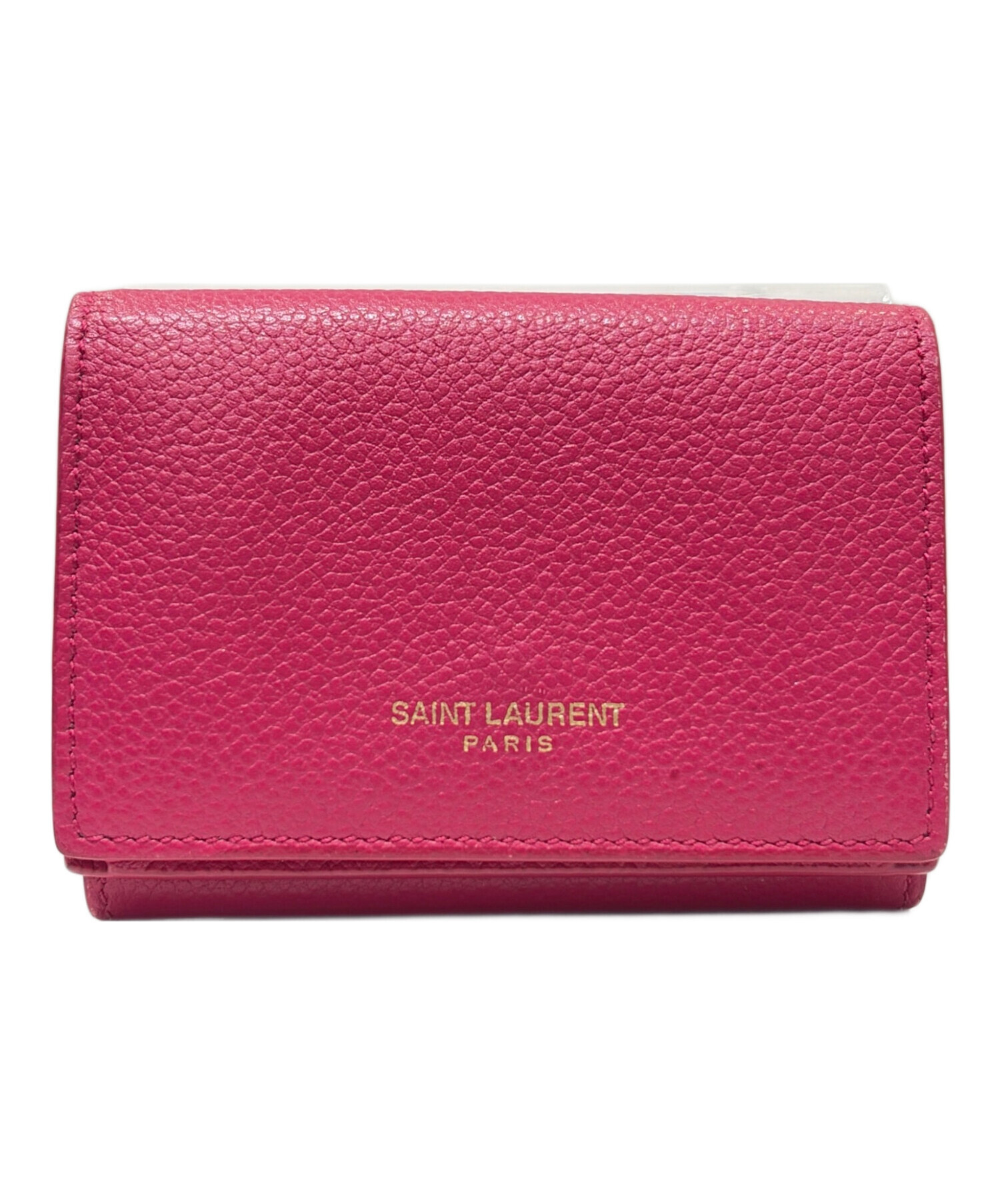 サンローラン　三つ折り財布 ショッキングピンク　SAINT LAURENT 中古・古着通販】Saint Laurent Paris (サンローランパリ) 3つ折り財布