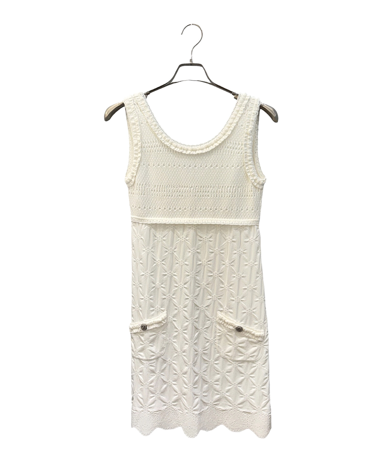 CHANEL シャネル ワンピース ノースリーブ 40 中古・古着通販】CHANEL (シャネル) ノースリーブニットワンピース