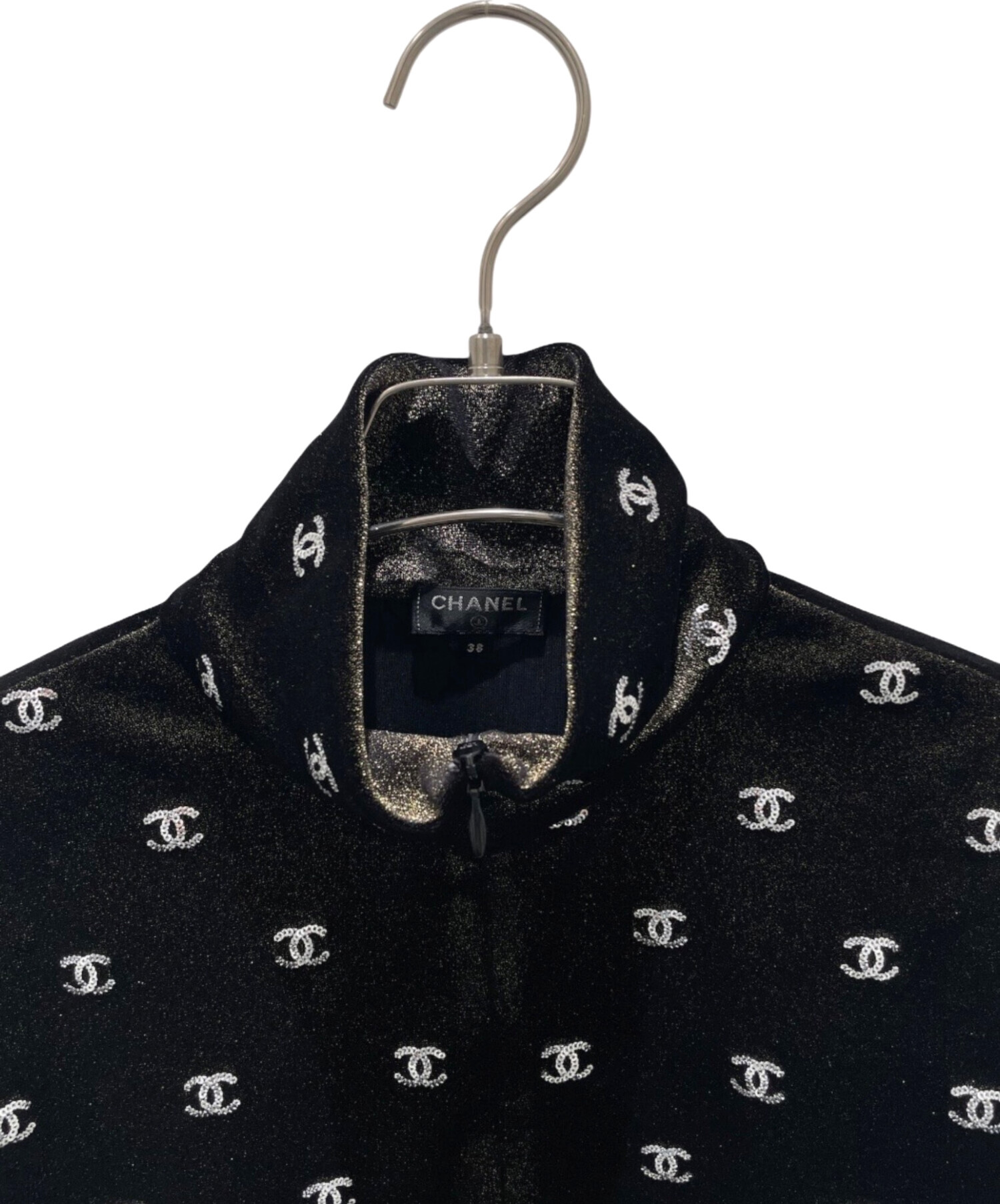 中古・古着通販】CHANEL (シャネル) ベロアハーフジップ半袖カットソー