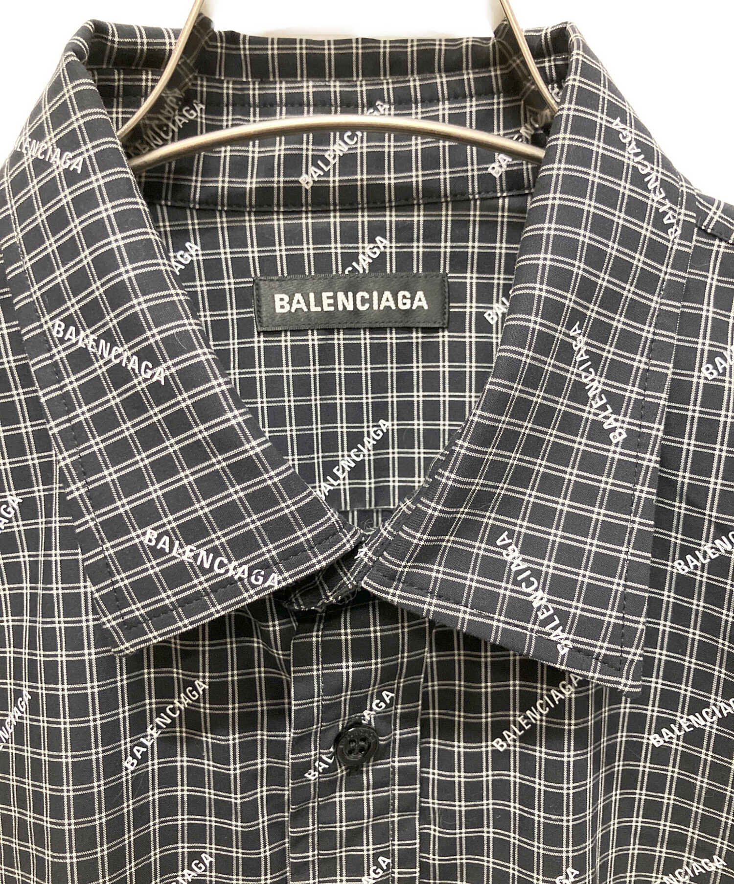 【良品】バレンシアガ 半袖シャツ　ロゴ　モノグラム 中古・古着通販】BALENCIAGA (バレンシアガ) 半袖シャツ ブラック
