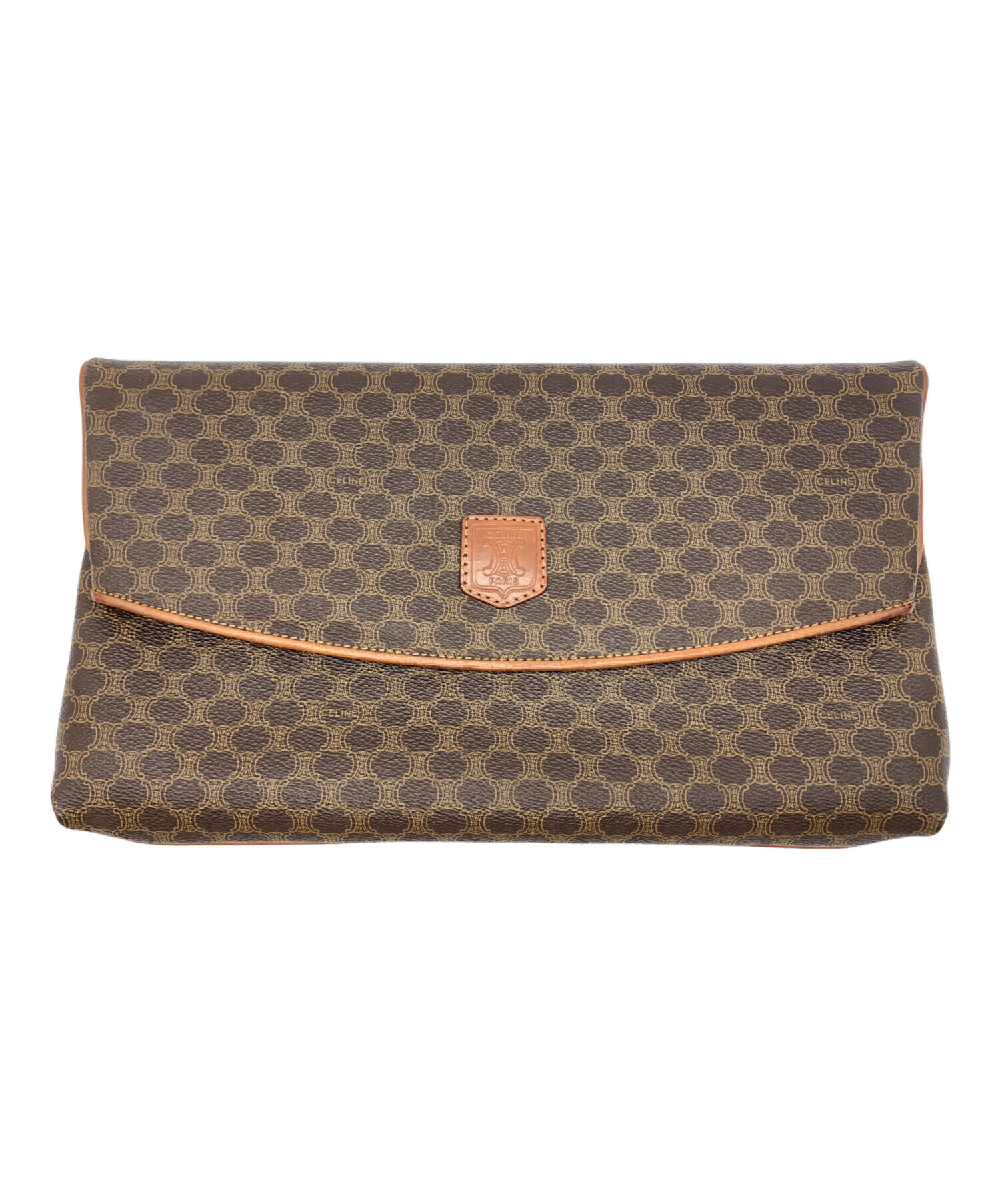 か*め様 CELINE ブラウンレザー クラッチバッグ 中古・古着通販】CELINE (セリーヌ) クラッチバッグ マカダム ブラウン