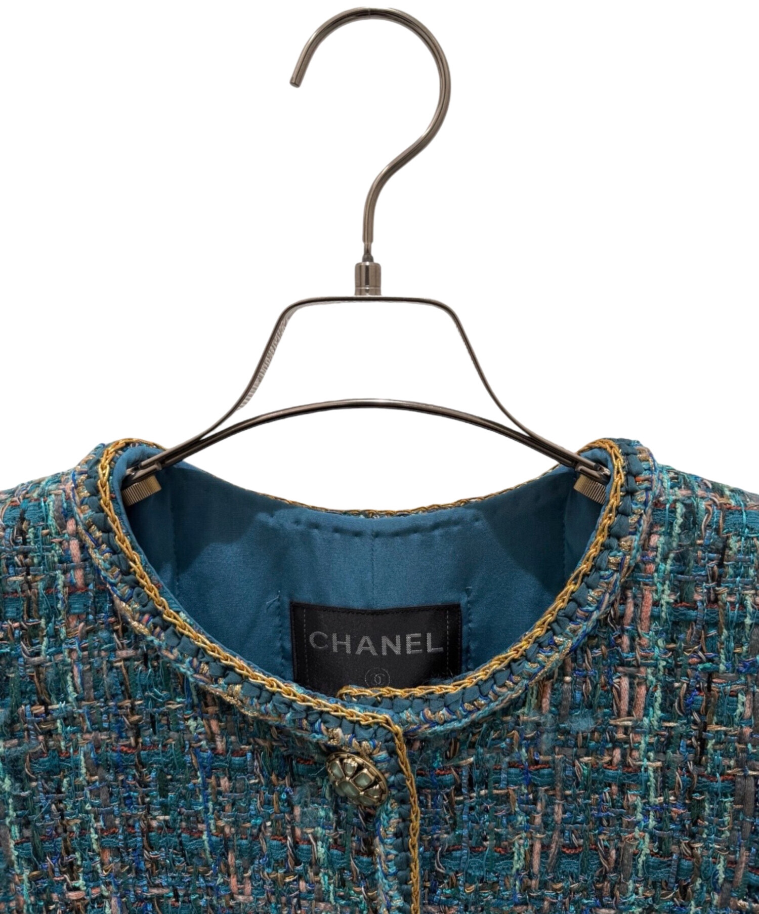 中古・古着通販】CHANEL (シャネル) ツイードジャケット ブルー サイズ