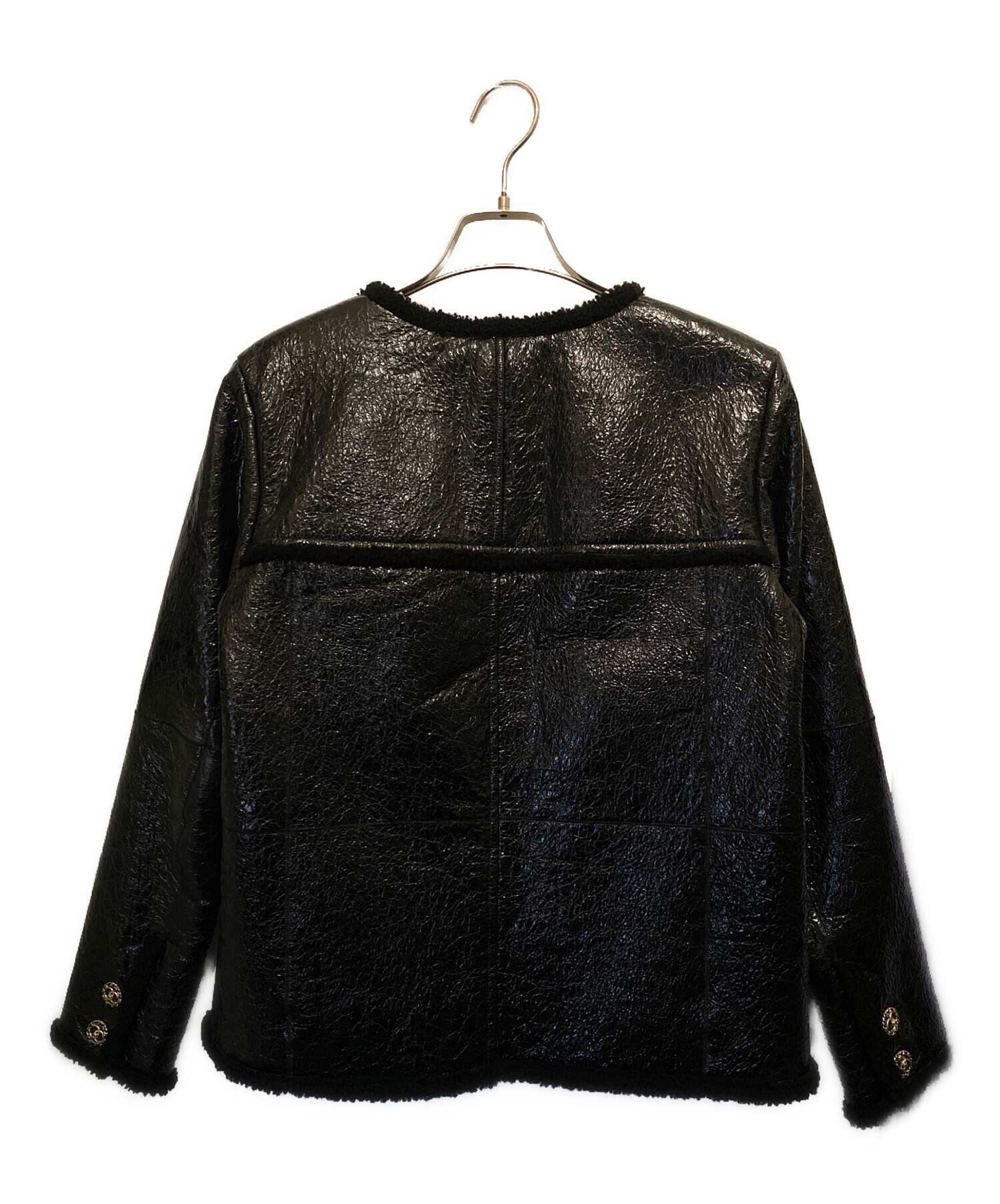 中古・古着通販】CHANEL (シャネル) ラムムートンジャケット ブラック 