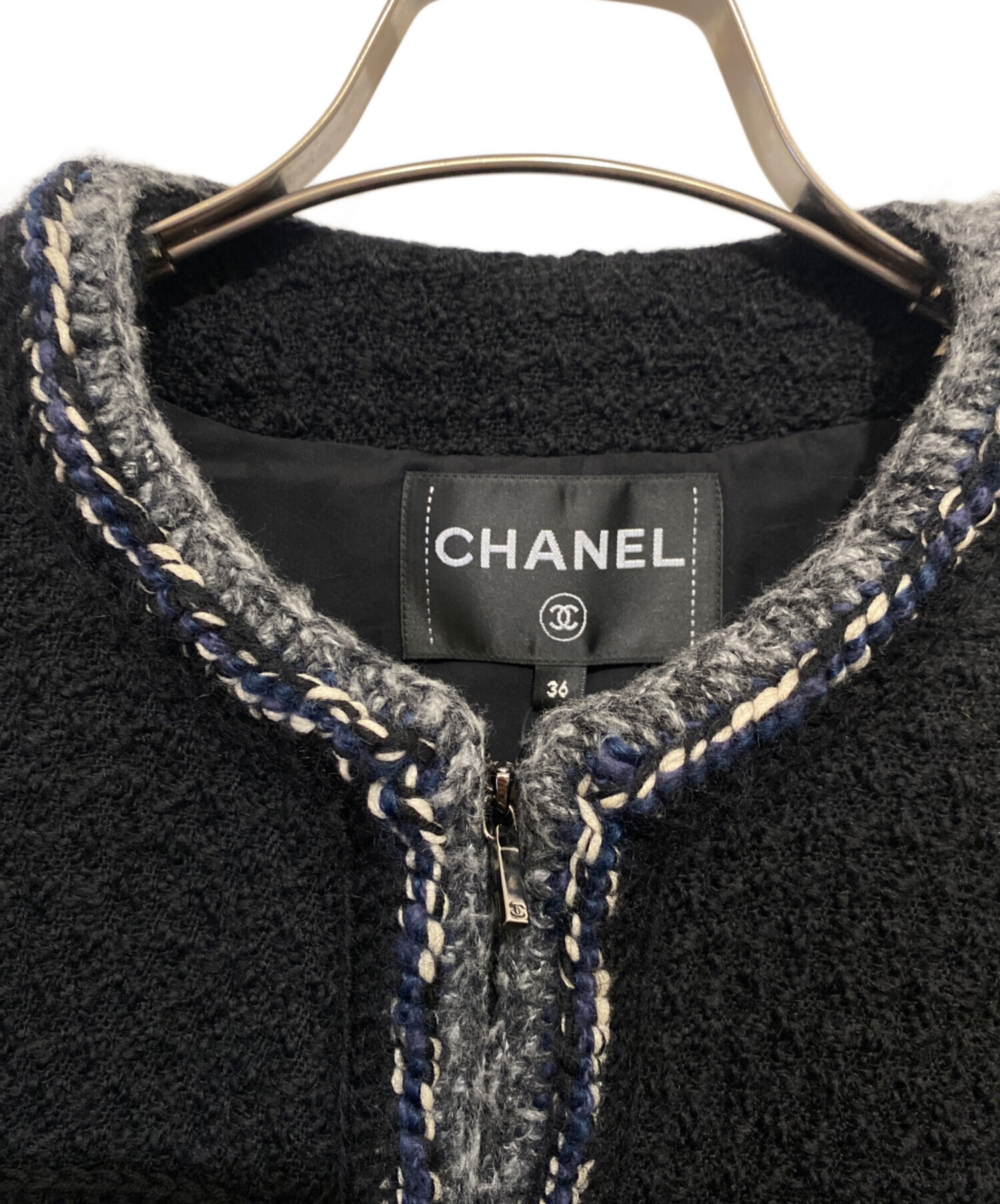 中古・古着通販】CHANEL (シャネル) ノーカラージャケット ブラック