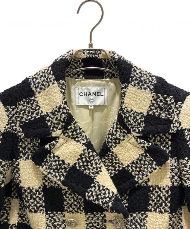 中古・古着通販】CHANEL (シャネル) チェックツイードダブルコート
