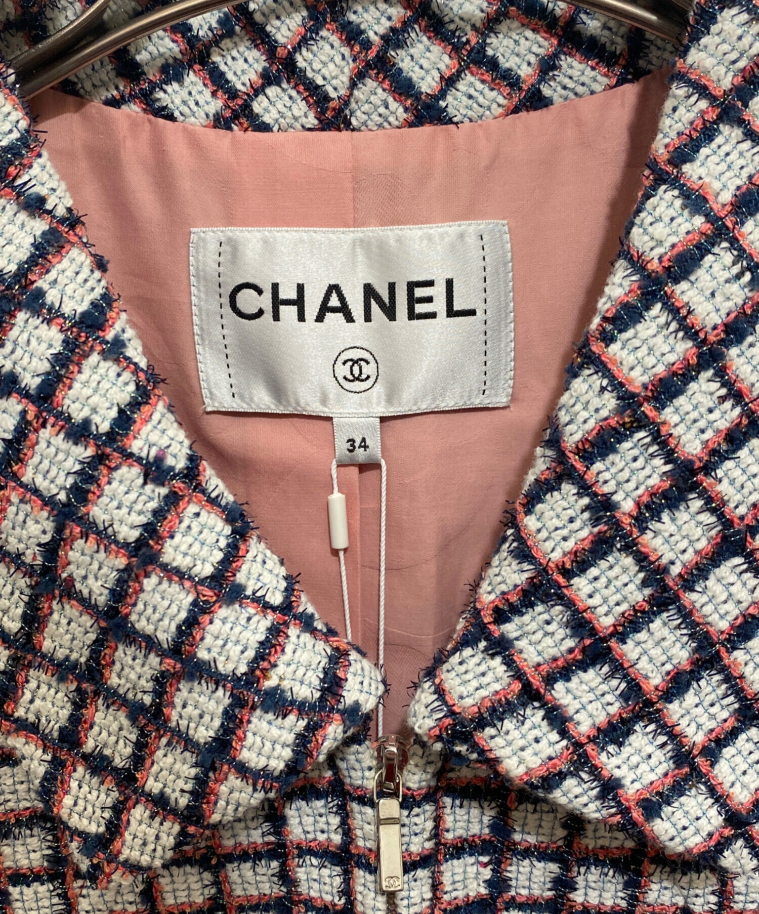 中古・古着通販】CHANEL (シャネル) 半袖ツイードジャケット ピンク