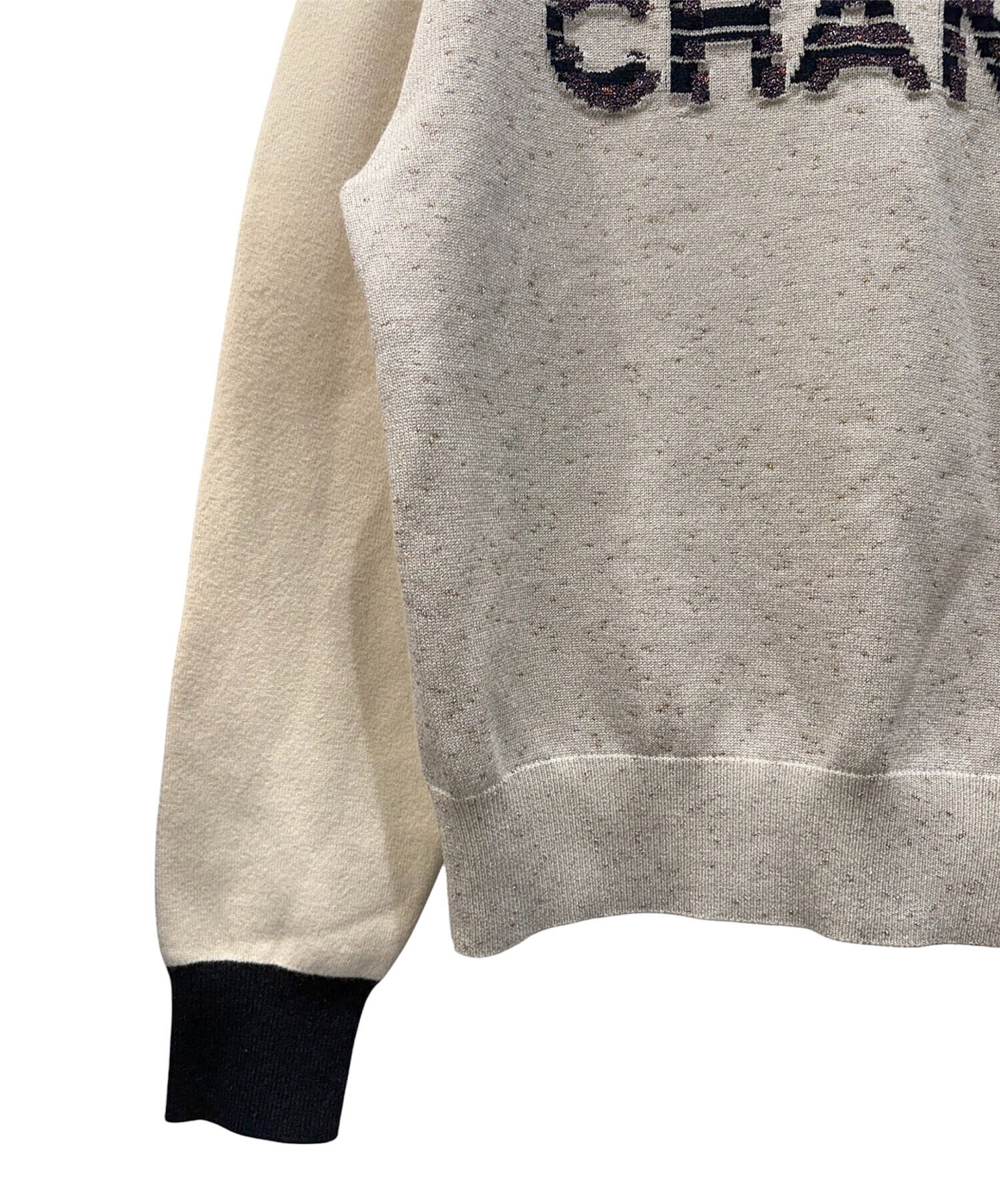 中古・古着通販】CHANEL (シャネル) ラメ切替ロゴニットセーター