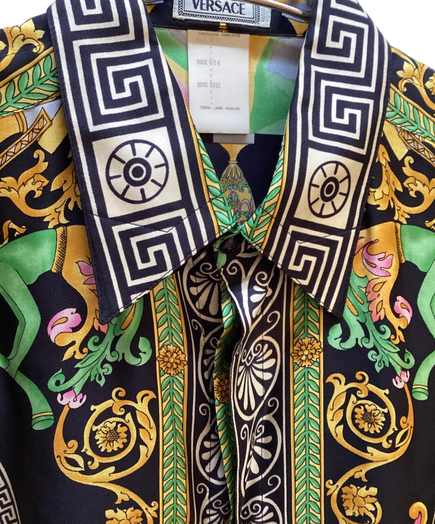 ジャンニヴェルサーチ　90s　イタリア製　スクエアパターン　総柄シャツ　46 中古・古着通販】GIANNI VERSACE (ジャンニ・ヴェルサーチ) 総柄シャツ