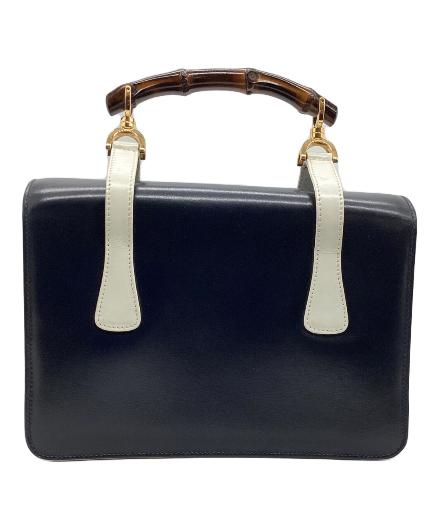 中古・古着通販】GUCCI (グッチ) ハンドバッグ ブラック×ホワイト 