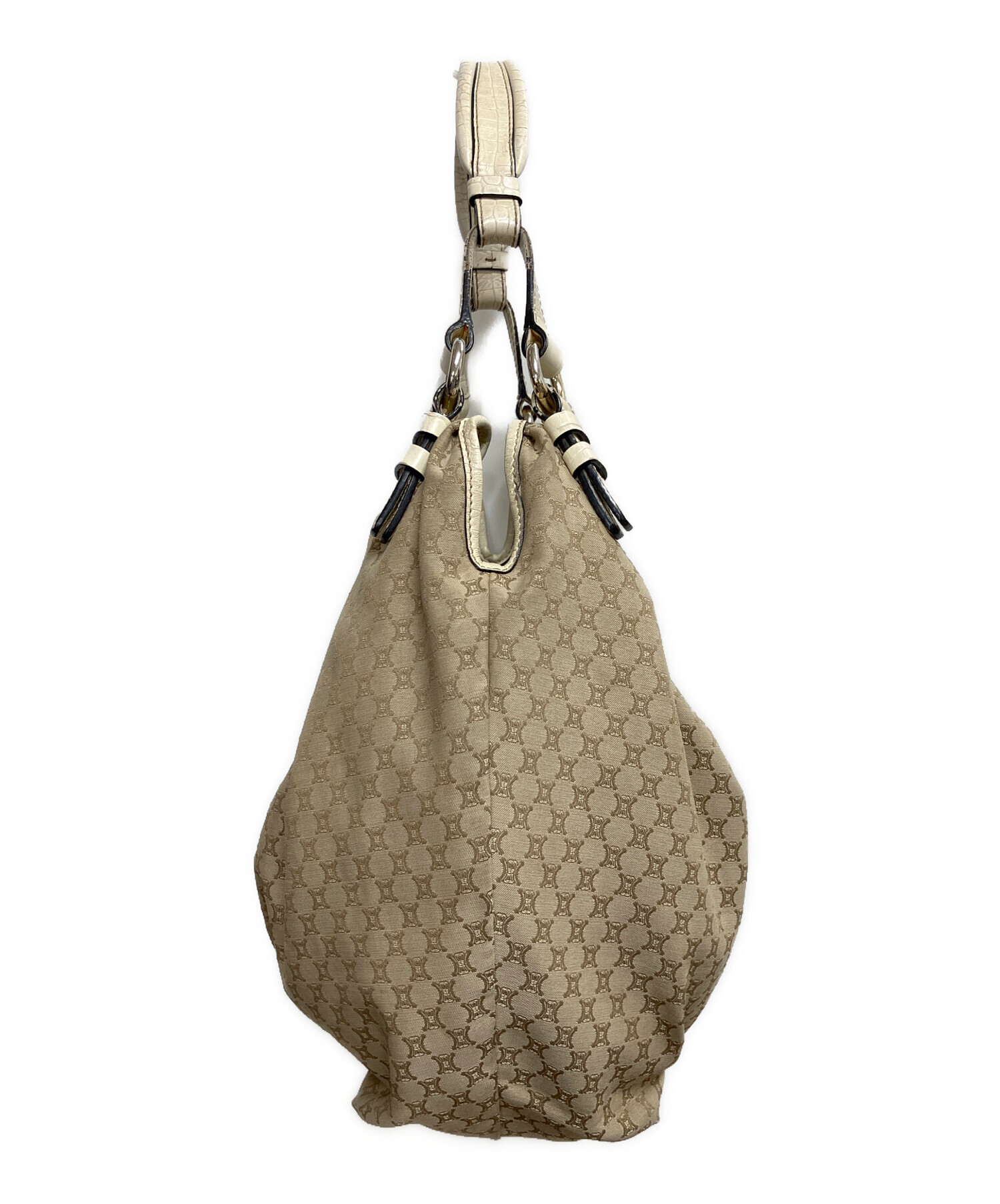 【5pa0734】セリーヌ ショルダーバッグ Cマカダム スウェード ベージュ ゴールド金具【中古】レディース 中古・古着通販】CELINE (セリーヌ) マカダム ワンショルダーバッグ