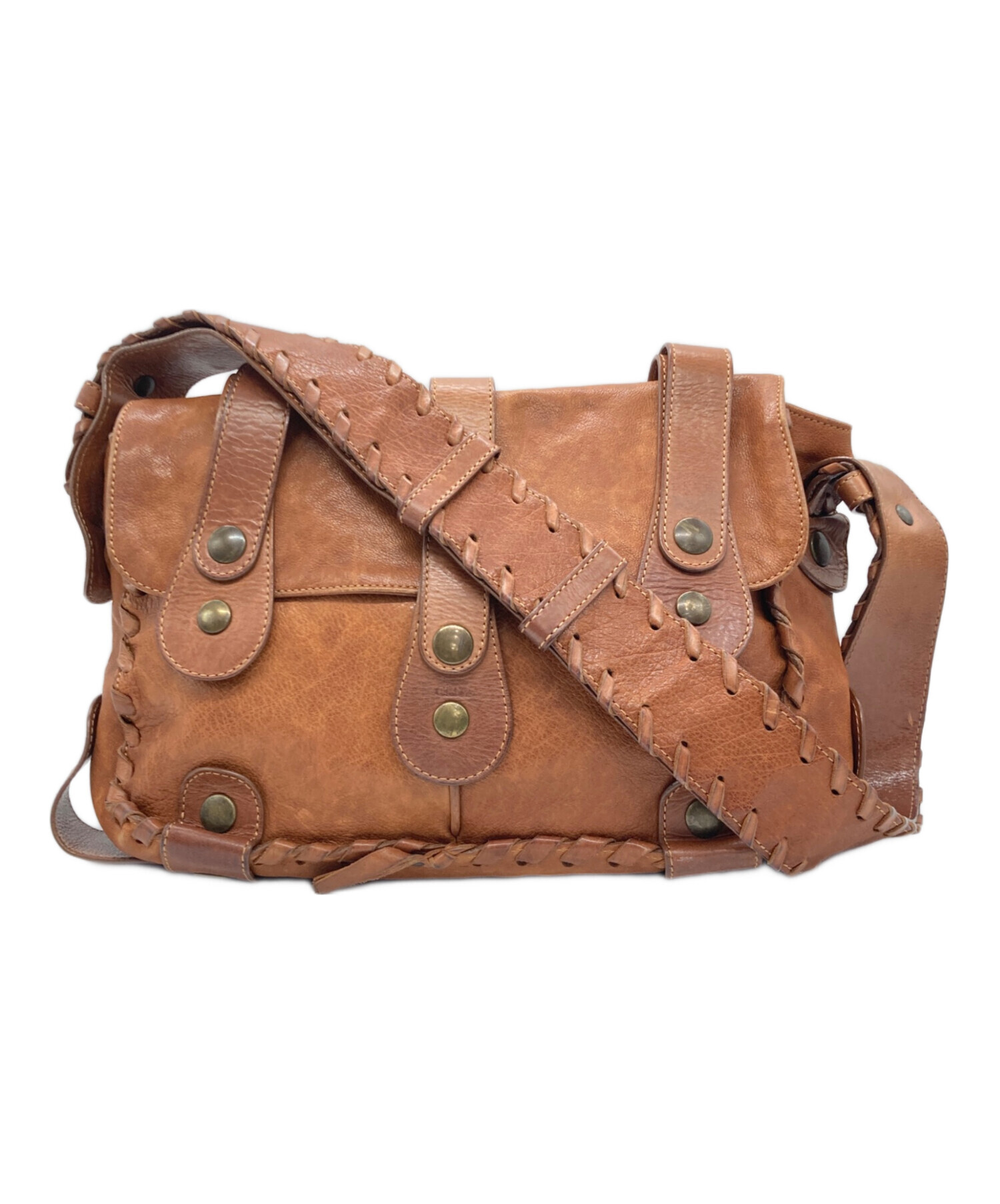 Chloe クロエ ショルダーバッグ  茶 【古着】【中古】【送料無料】 中古・古着通販】Chloe (クロエ) レザーワンショルダーバッグ ブラウン