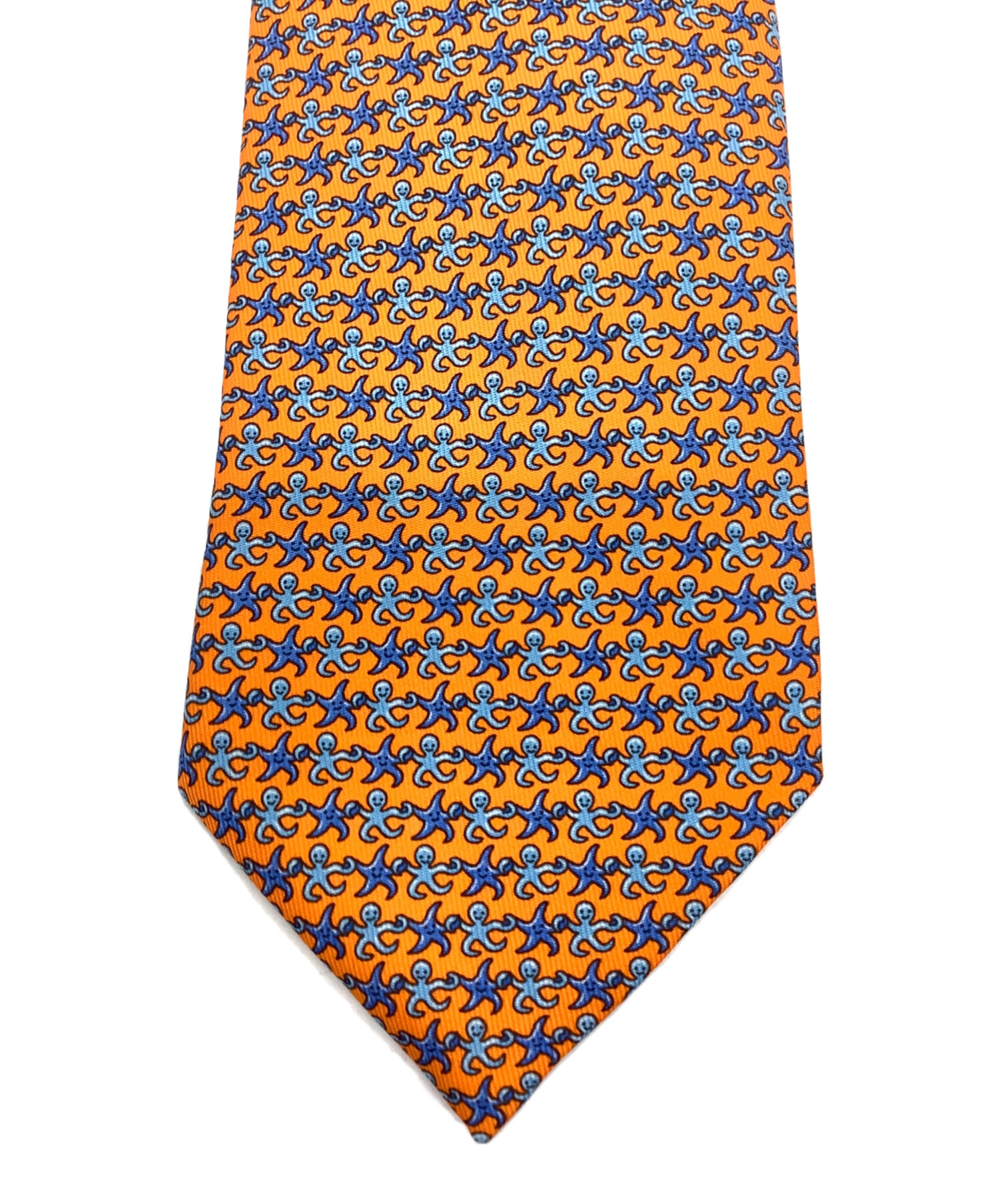 中古・古着通販】HERMES (エルメス) シルクネクタイ オレンジ サイズ