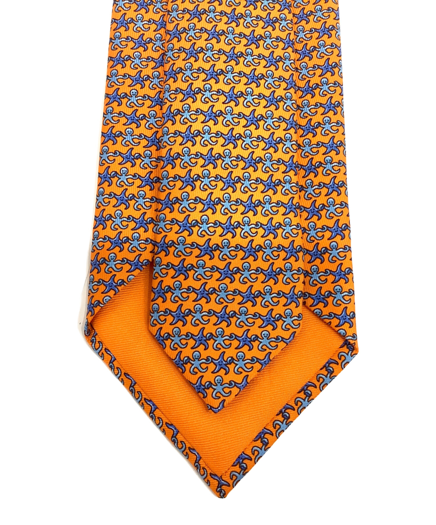 か*や様 未使用品　HERMES オレンジ シルク ネクタイ 中古・古着通販】HERMES (エルメス) シルクネクタイ オレンジ サイズ