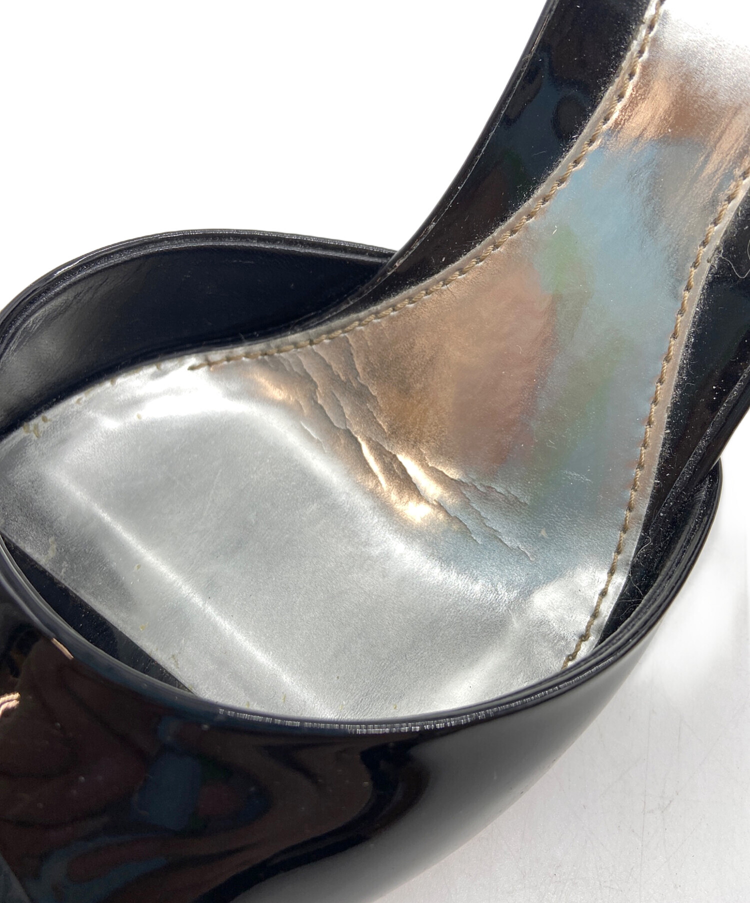 【未使用品】GUCCI グッチ エナメル パンプス オープントゥ 36(23㎝) 中古・古着通販】GUCCI (グッチ) エナメルオープントゥーパンプス