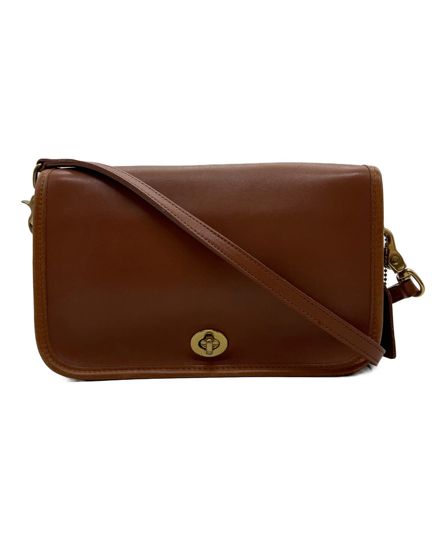 OLD COACH コーチ　ブラウン　レザー ショルダーバッグ 中古・古着通販】COACH (コーチ) レザーショルダーバッグ/OLD COACH