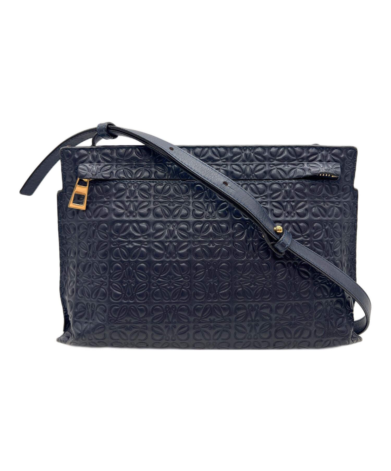 【極美品】ロエベ ミリタリーバッグ ショルダーバッグ アナグラム ネイビー 中古・古着通販】LOEWE (ロエベ) ショルダーバッグ/リピートアナグラム