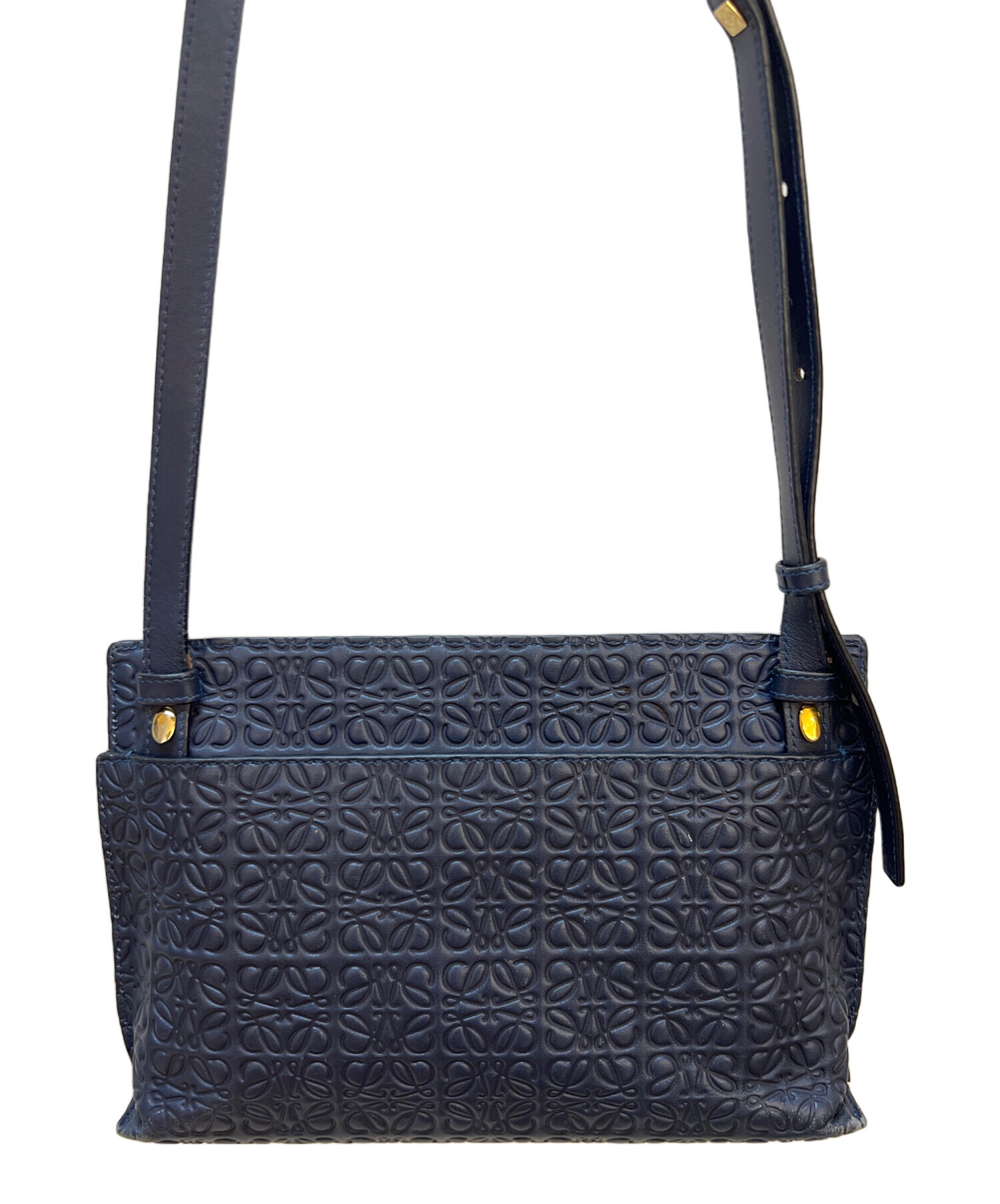 ロエベ ミリタリーバッグ ショルダーバッグ アナグラム ネイビー 中古・古着通販】LOEWE (ロエベ) ショルダーバッグ/リピートアナグラム