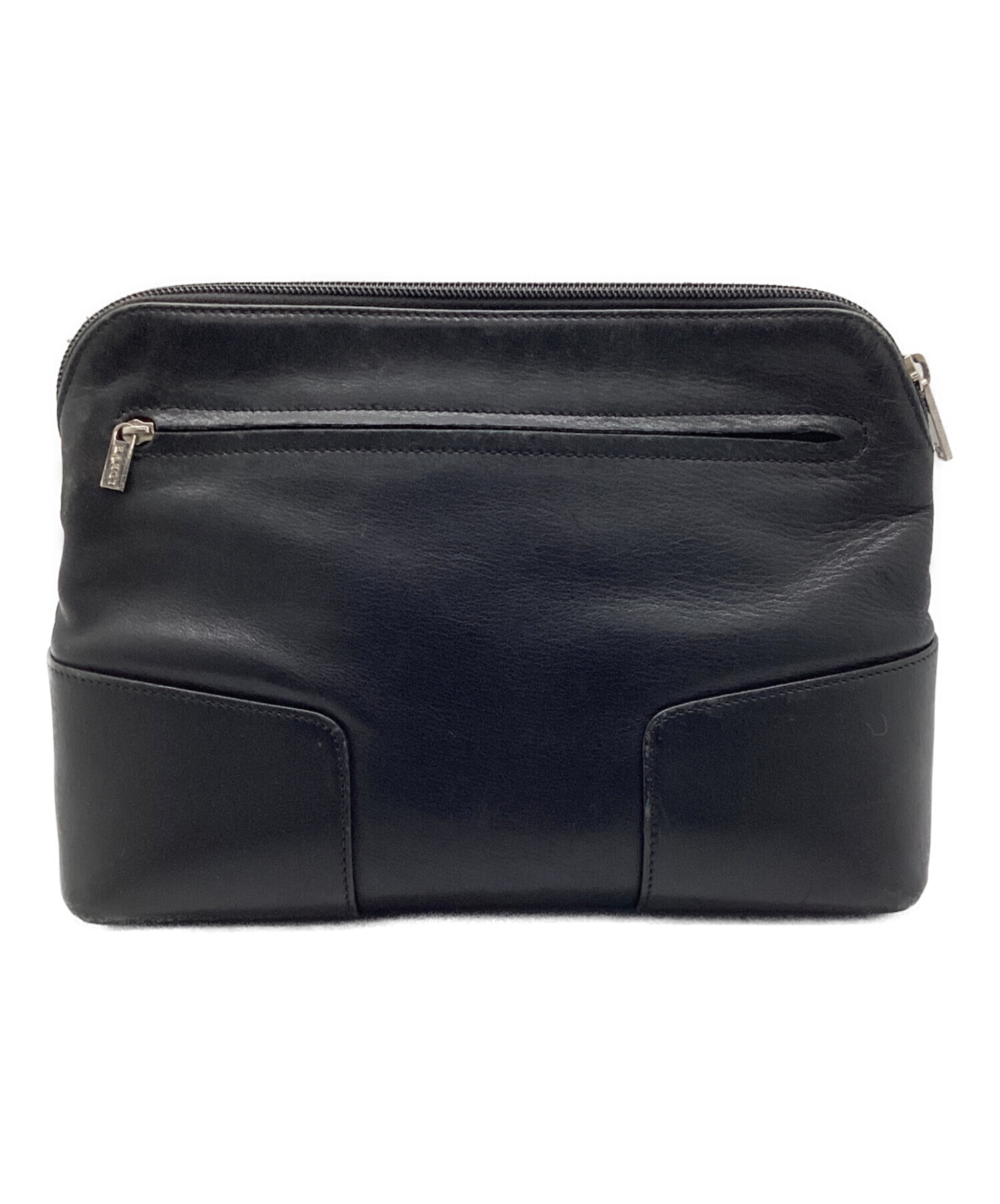 ロエベ クラッチバッグ アナグラム レザー ブラック 中古・古着通販】LOEWE (ロエベ) アナグラムクラッチバッグ ブラック