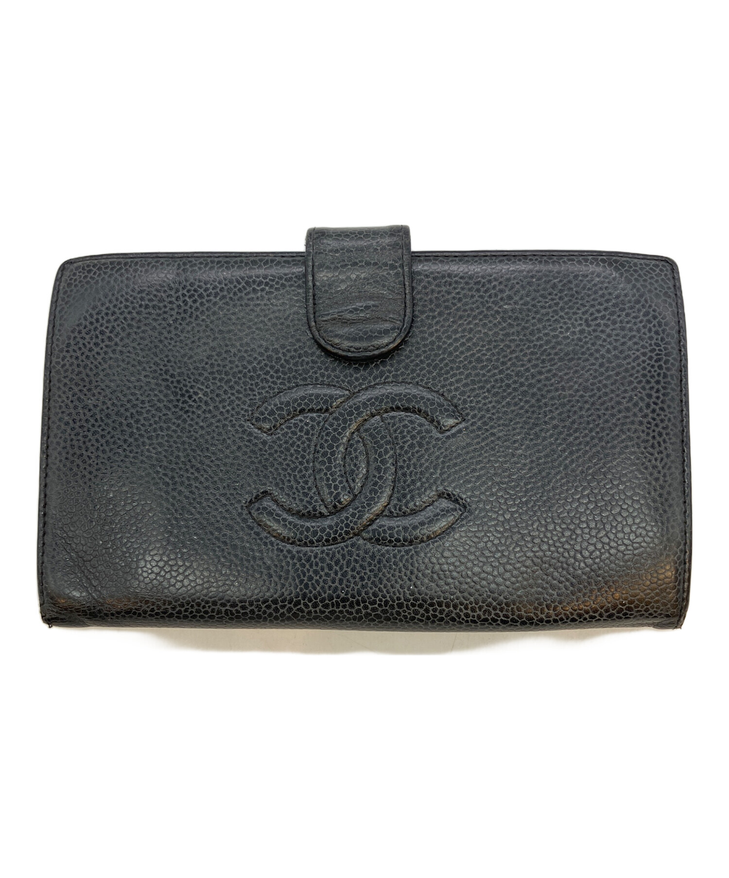 CHANEL キャビアスキン 二つ折り財布 ヴィンテージ(難あり) 中古・古着通販】CHANEL (シャネル) キャビアスキン 2つ折り財布