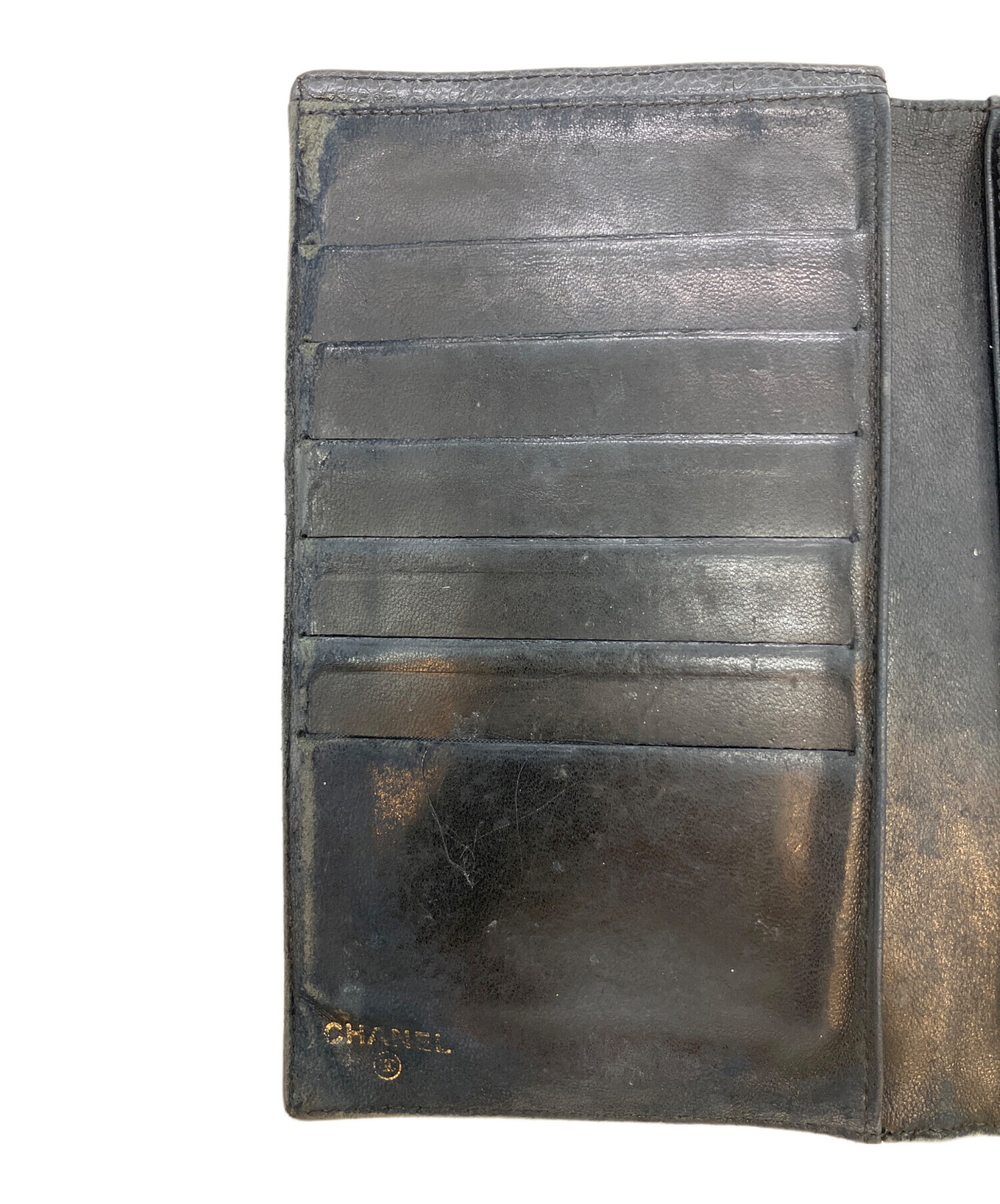 中古・古着通販】CHANEL (シャネル) キャビアスキン 2つ折り財布