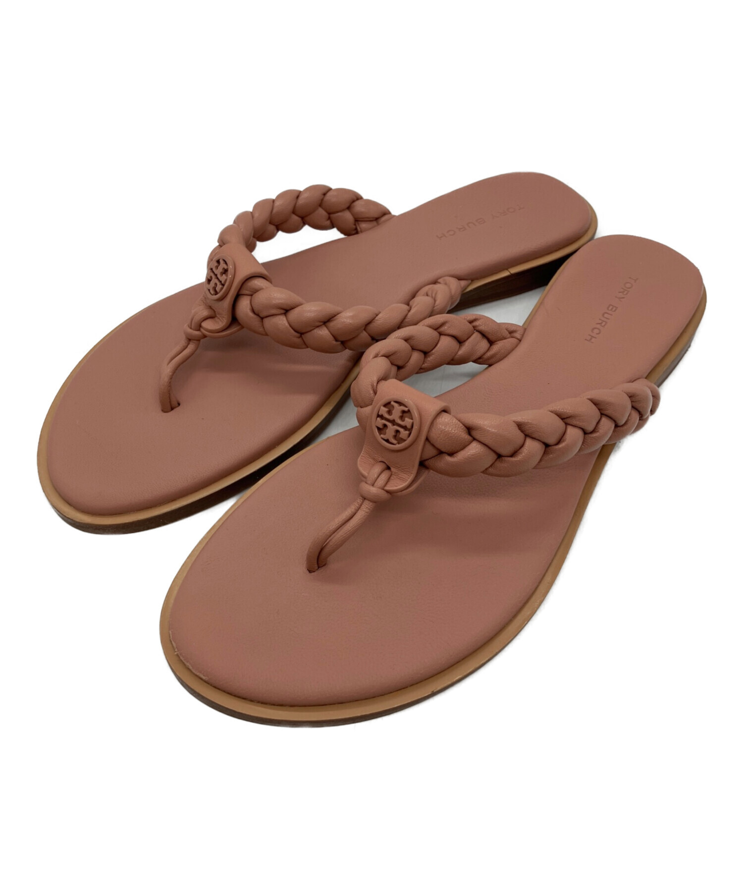 美品 Tory Burch トリーバーチ レザーサンダル ピンクベージュ トング 中古・古着通販】TORY BURCH (トリーバーチ) BRAIDED BENTON トング